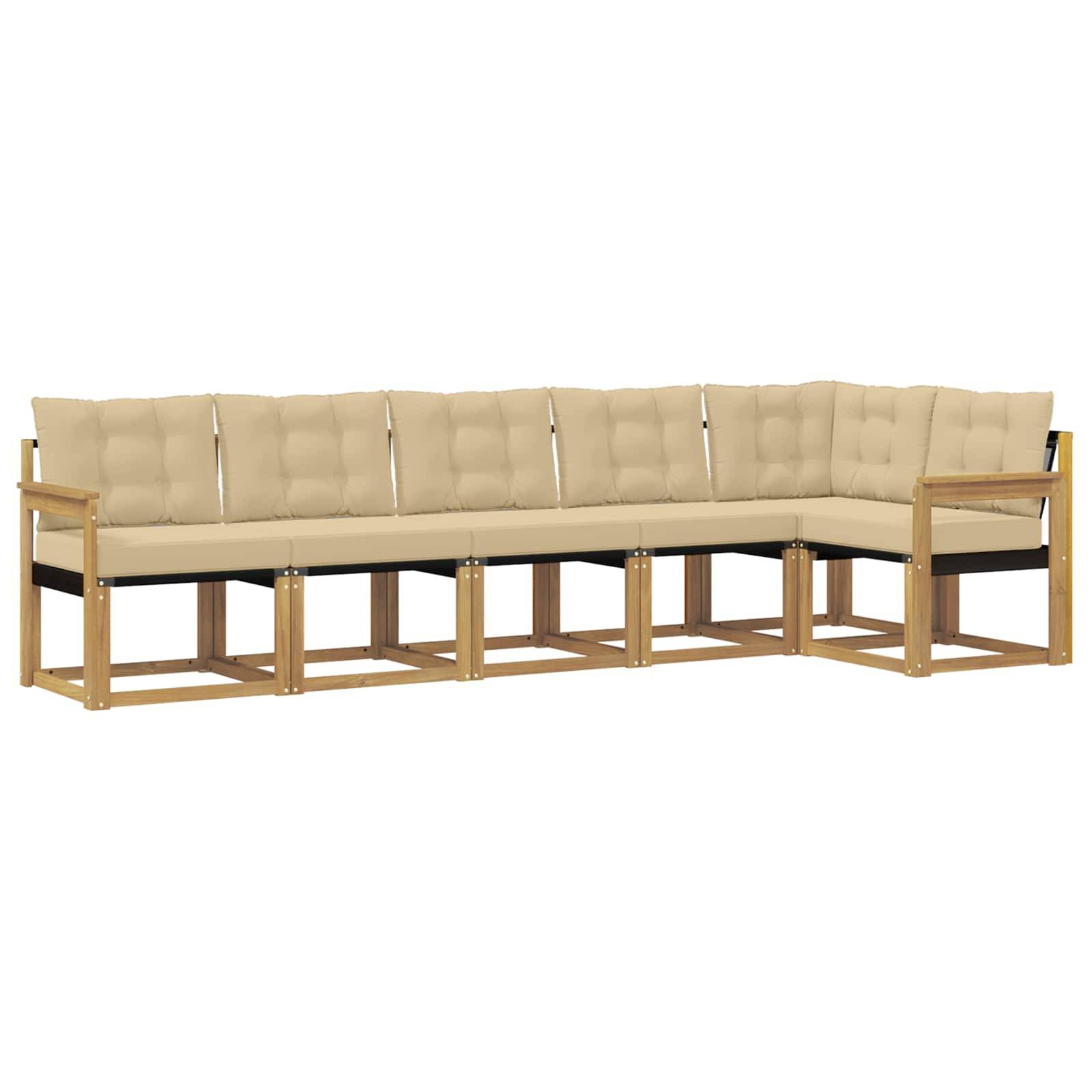 vidaXL Outdoor-Sofagarnitur mit Kissen 6 pcs Weiß und Beige