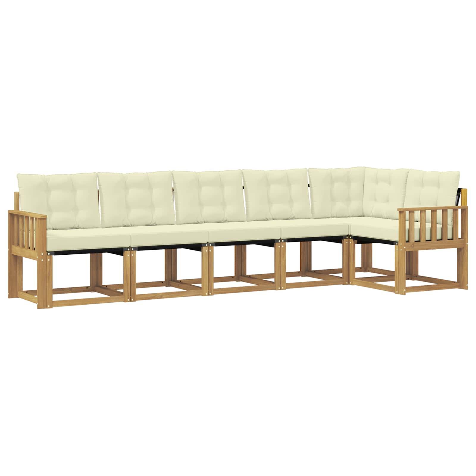 vidaXL Outdoor-Sofagarnitur mit Kissen 6 pcs Weiß und Creme