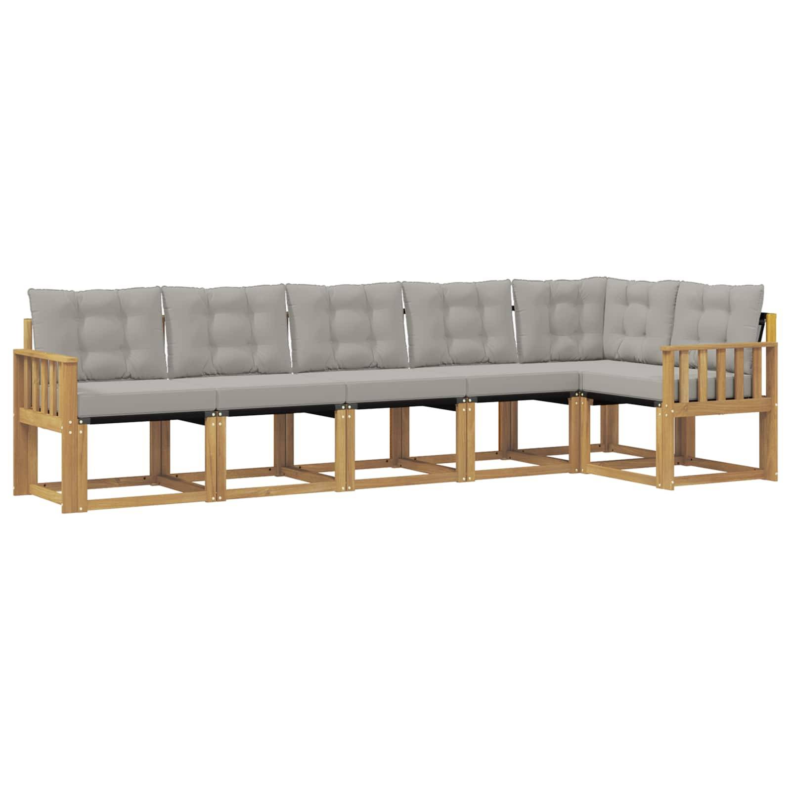 vidaXL Outdoor-Sofagarnitur mit Kissen 6 pcs Weiß und Hellgrau