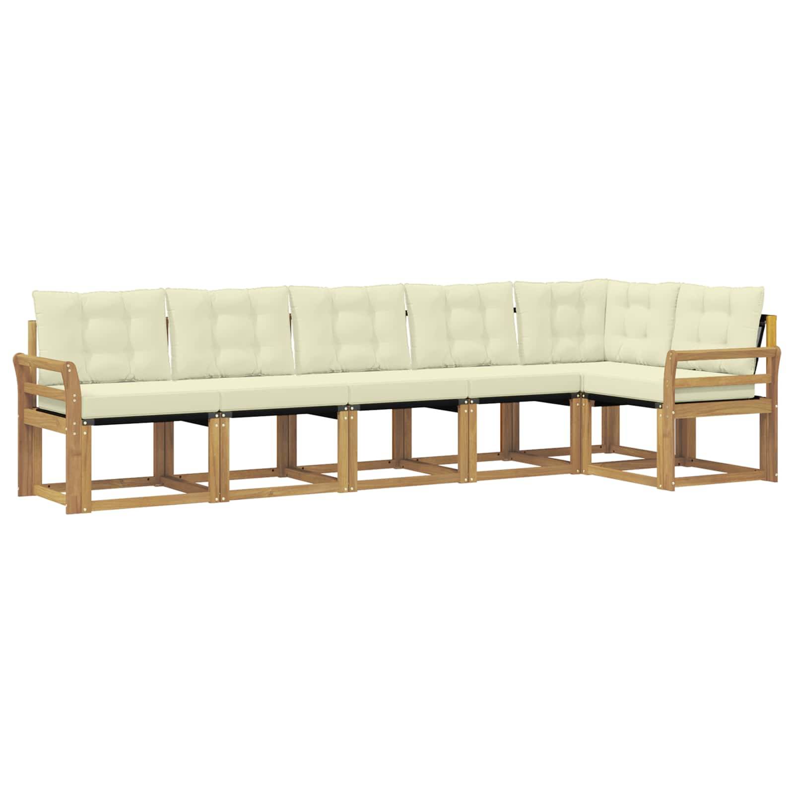 vidaXL Outdoor-Sofagarnitur mit Kissen 6 pcs Weiß und Creme