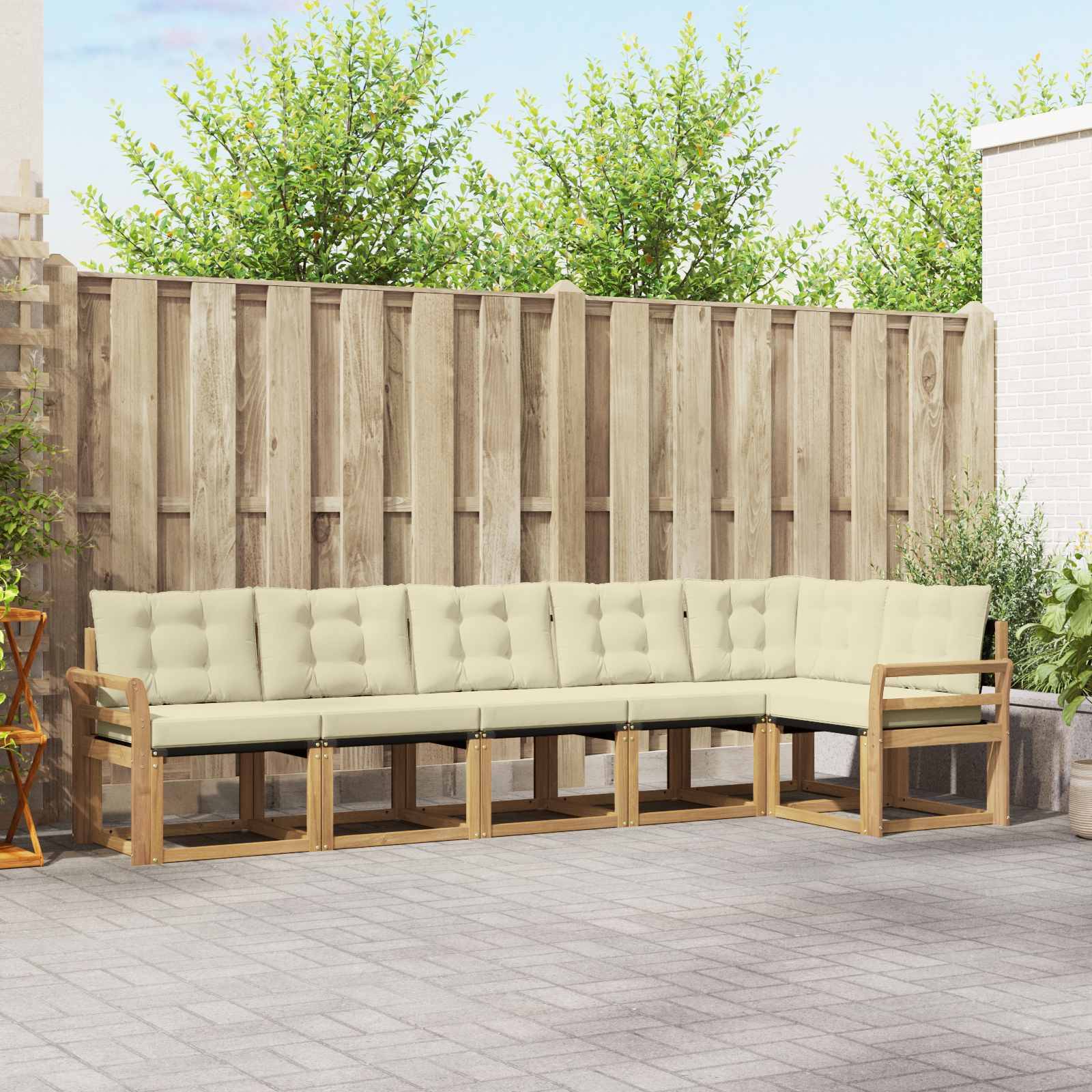 vidaXL Outdoor-Sofagarnitur mit Kissen 6 pcs Weiß und Creme