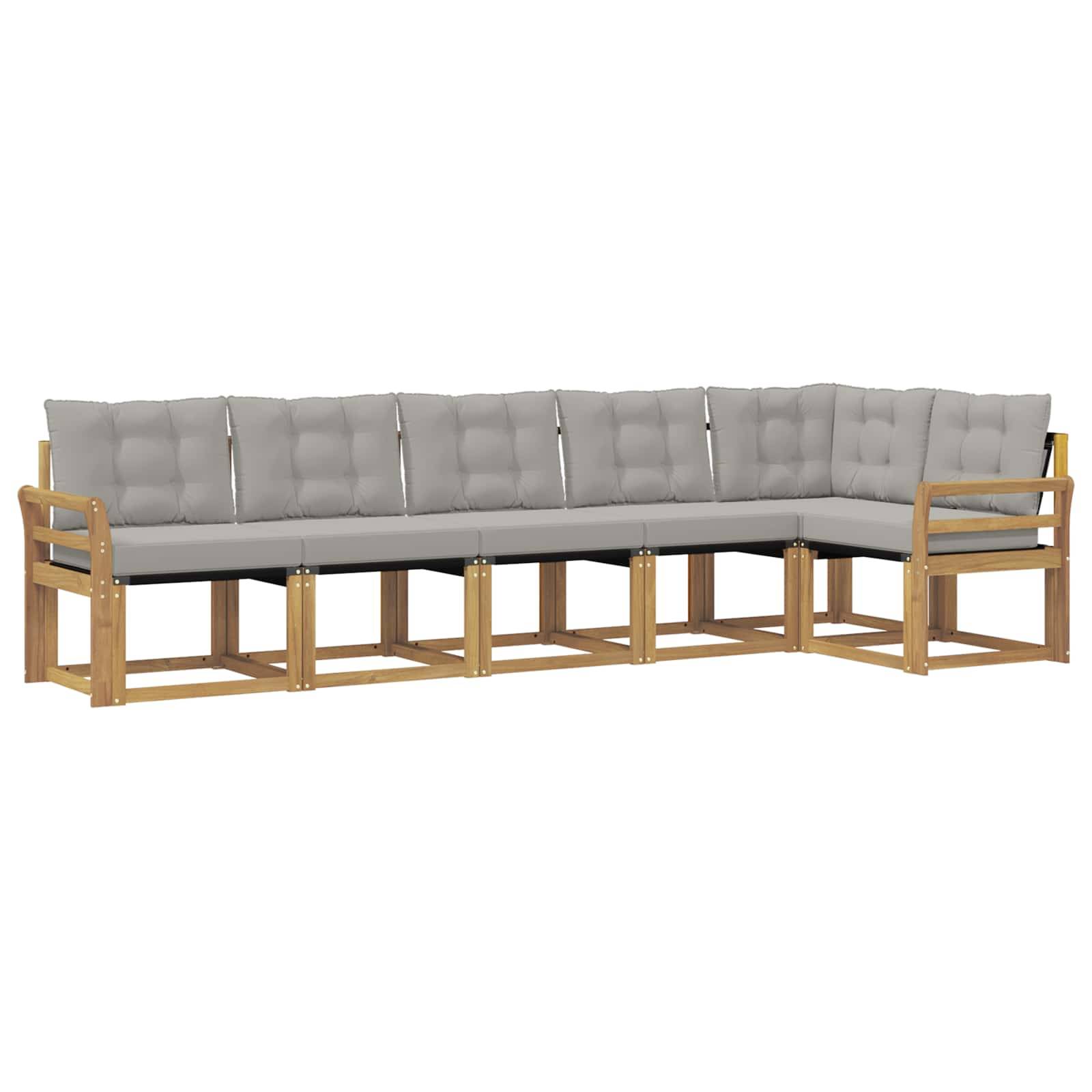 vidaXL Outdoor-Sofagarnitur mit Kissen 6 pcs Weiß und Hellgrau