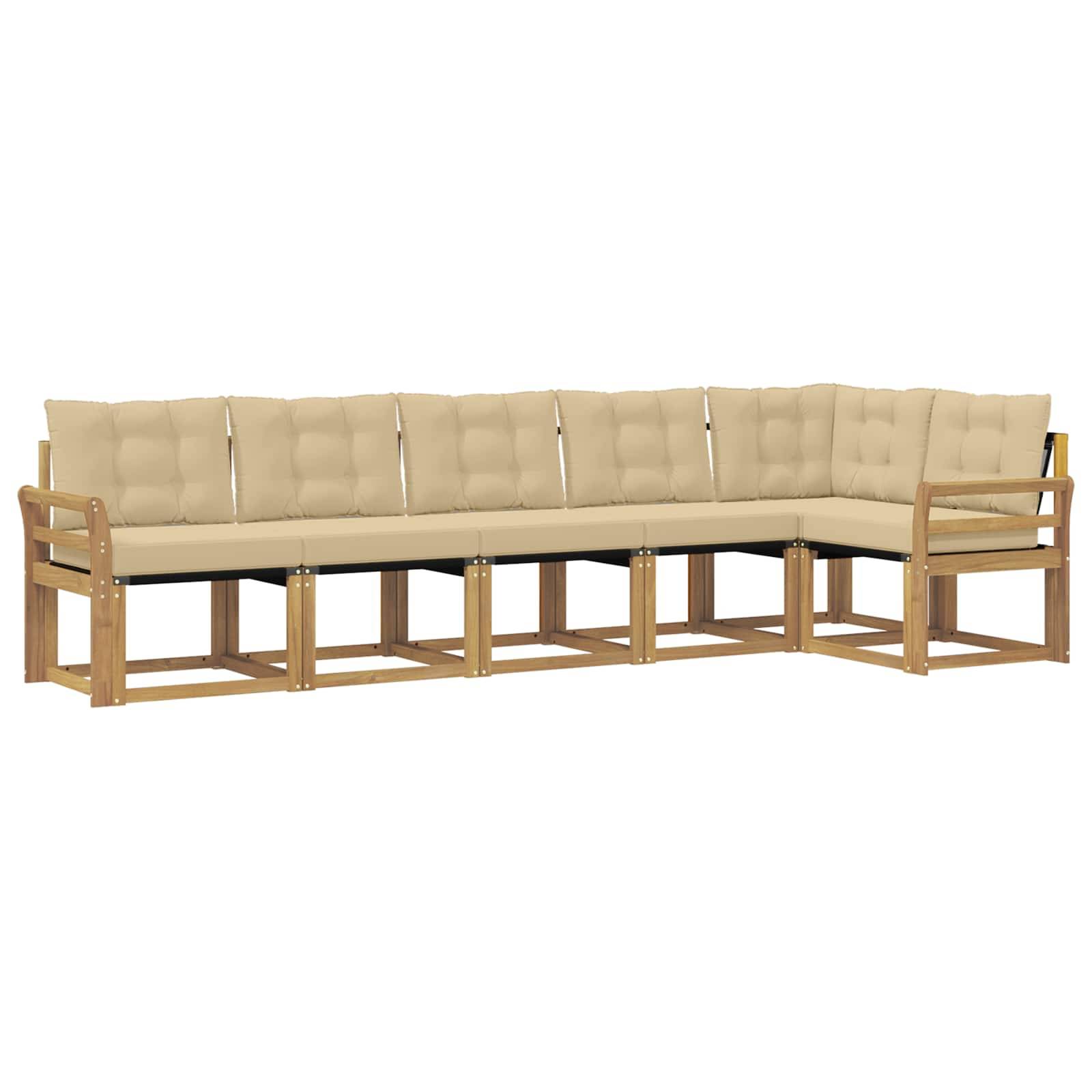 vidaXL Outdoor-Sofagarnitur mit Kissen 6 pcs Weiß und Beige