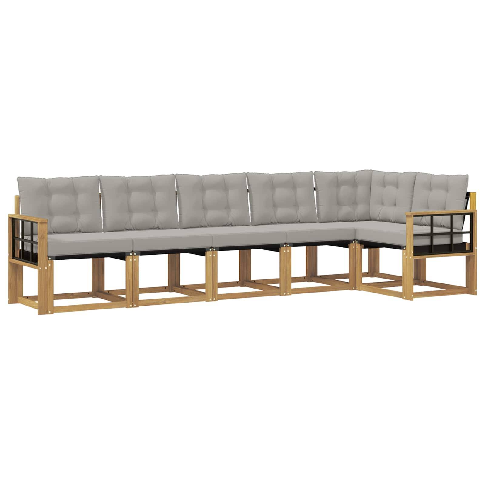 vidaXL Outdoor-Sofagarnitur mit Kissen 6 pcs Weiß und Hellgrau