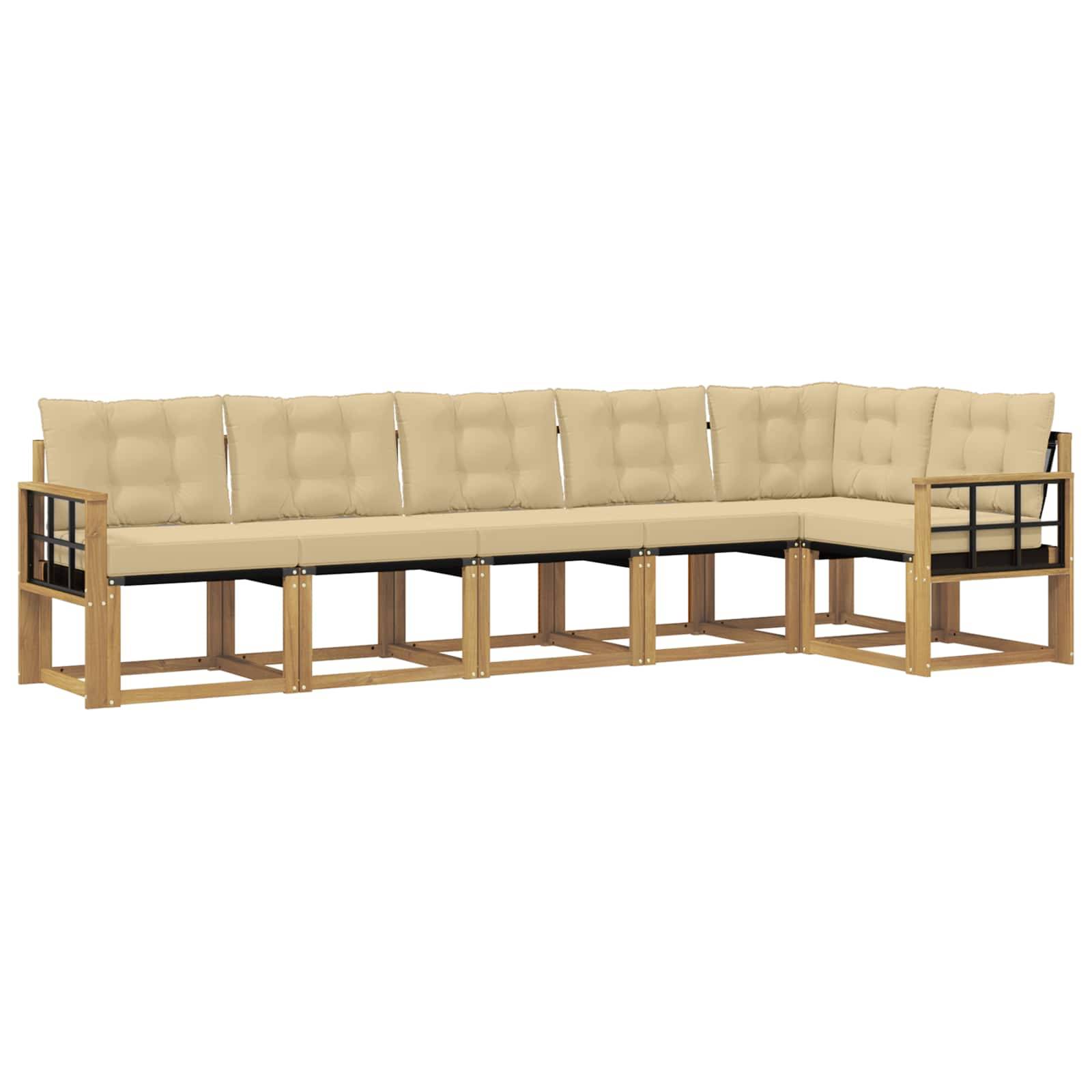vidaXL Outdoor-Sofagarnitur mit Kissen 6 pcs Weiß und Beige