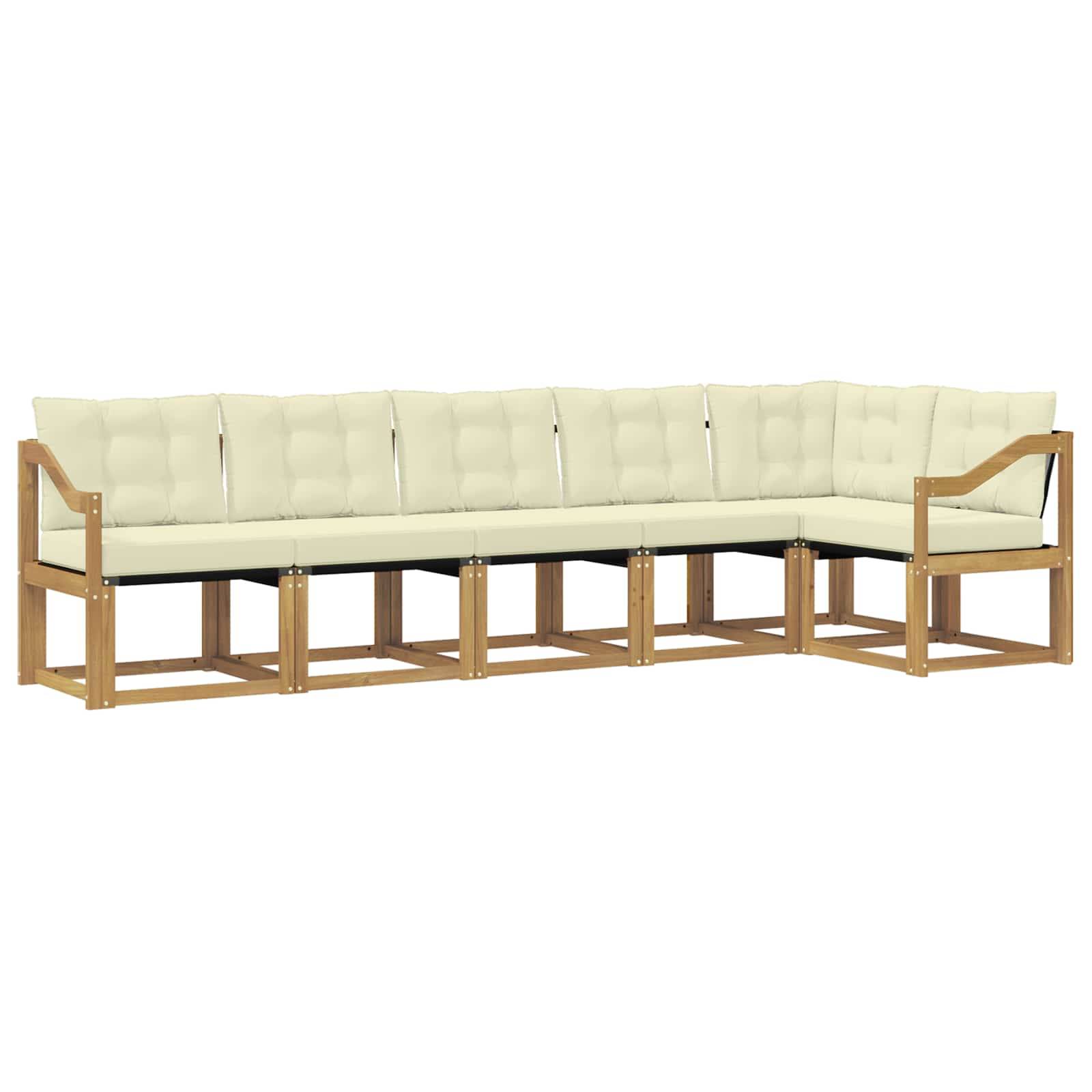 vidaXL Outdoor-Sofagarnitur mit Kissen 6 pcs Weiß und Creme
