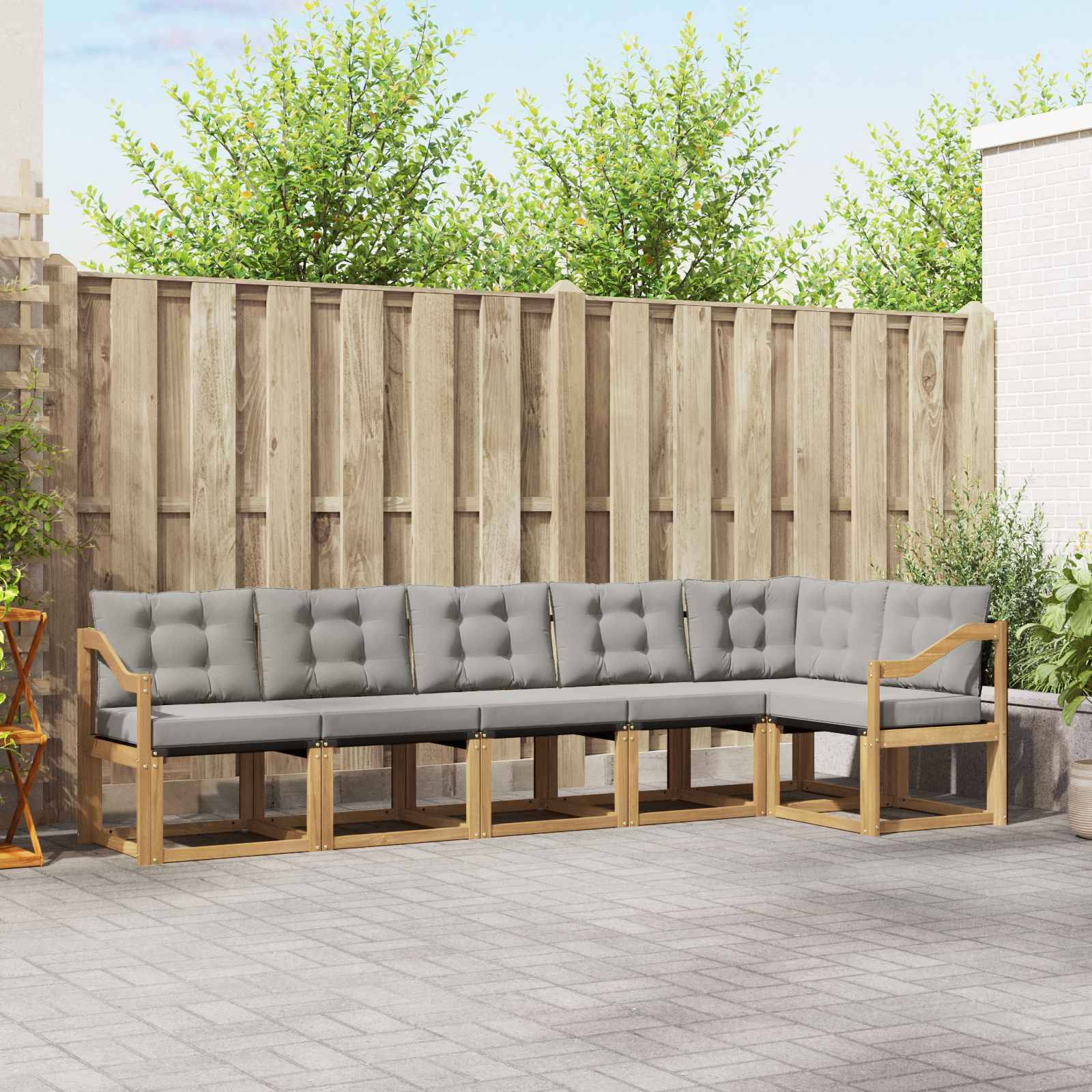 vidaXL Outdoor-Sofagarnitur mit Kissen 6 pcs Weiß und Hellgrau