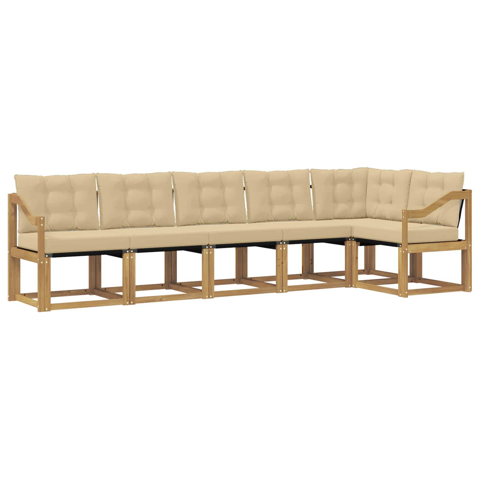 vidaXL Outdoor-Sofagarnitur mit Kissen 6 pcs Weiß und Beige