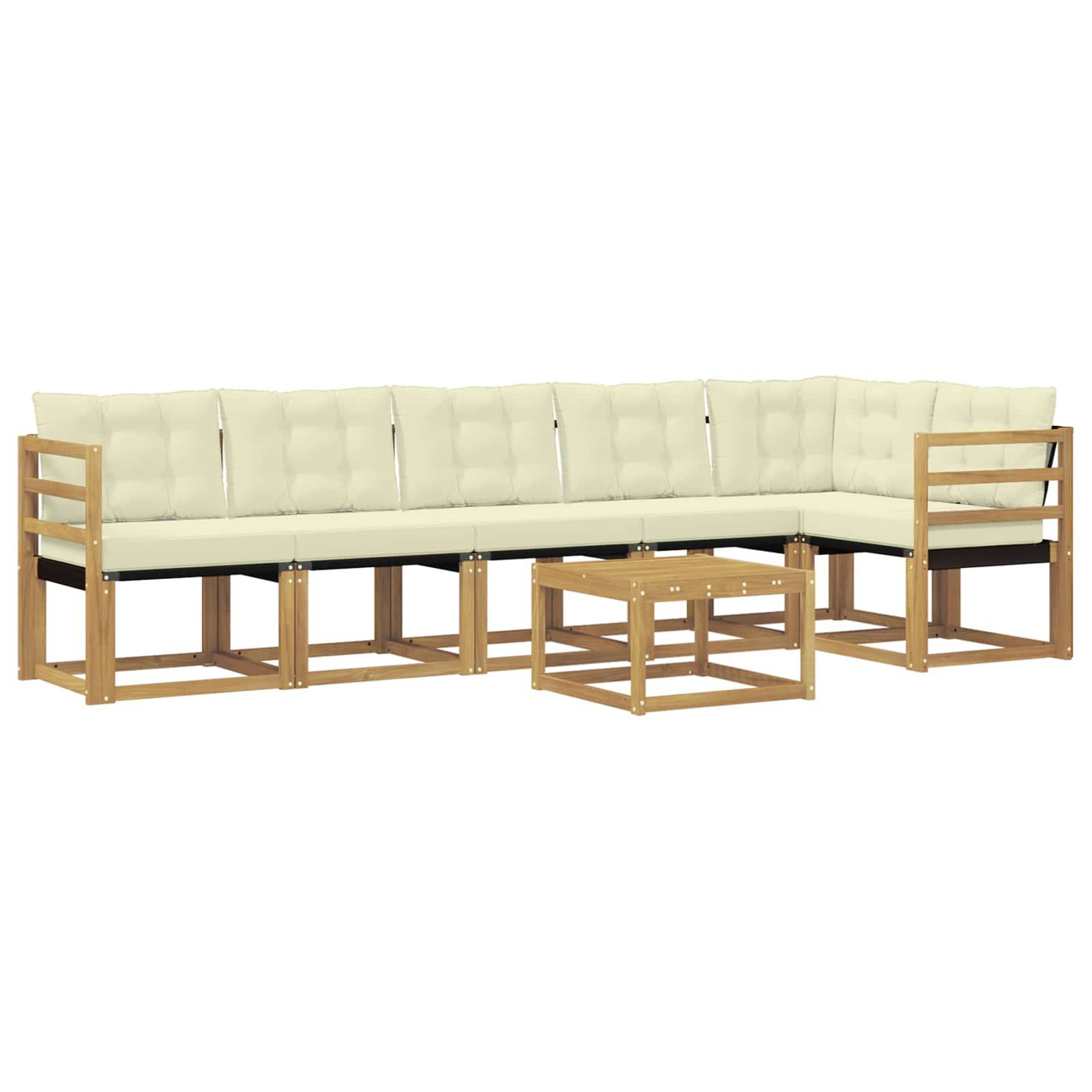 vidaXL Outdoor-Sofagarnitur mit Kissen 7 pcs Weiß und Creme