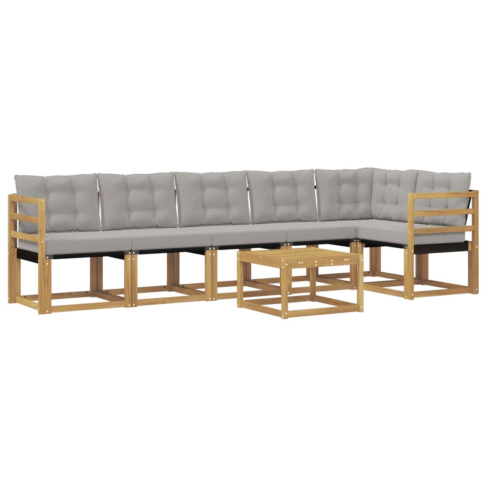 vidaXL Outdoor-Sofagarnitur mit Kissen 7 pcs Weiß und Hellgrau