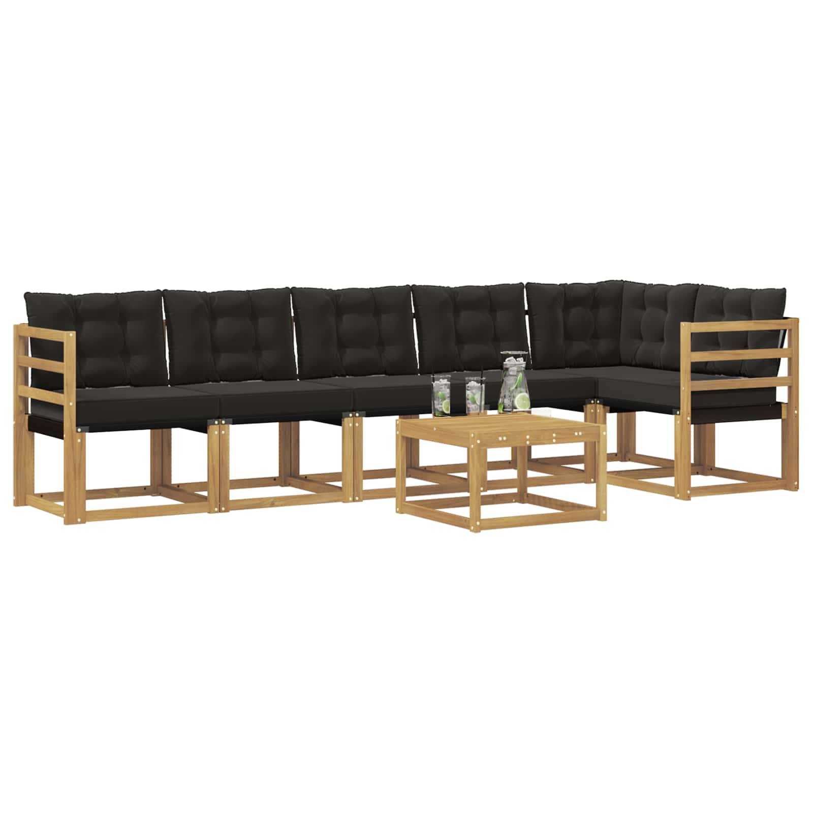 vidaXL Outdoor-Sofagarnitur mit Kissen 7 pcs Weiß und Schwarz
