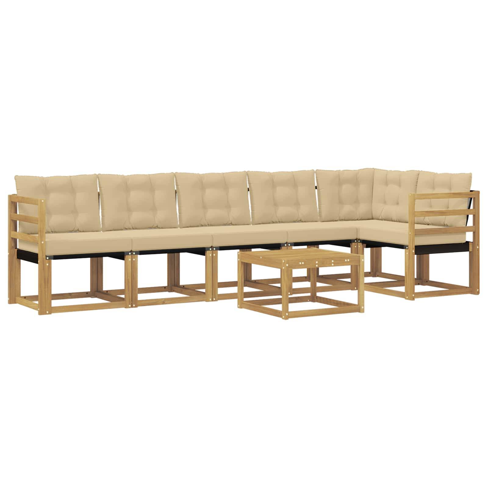 vidaXL Outdoor-Sofagarnitur mit Kissen 7 pcs Weiß und Beige