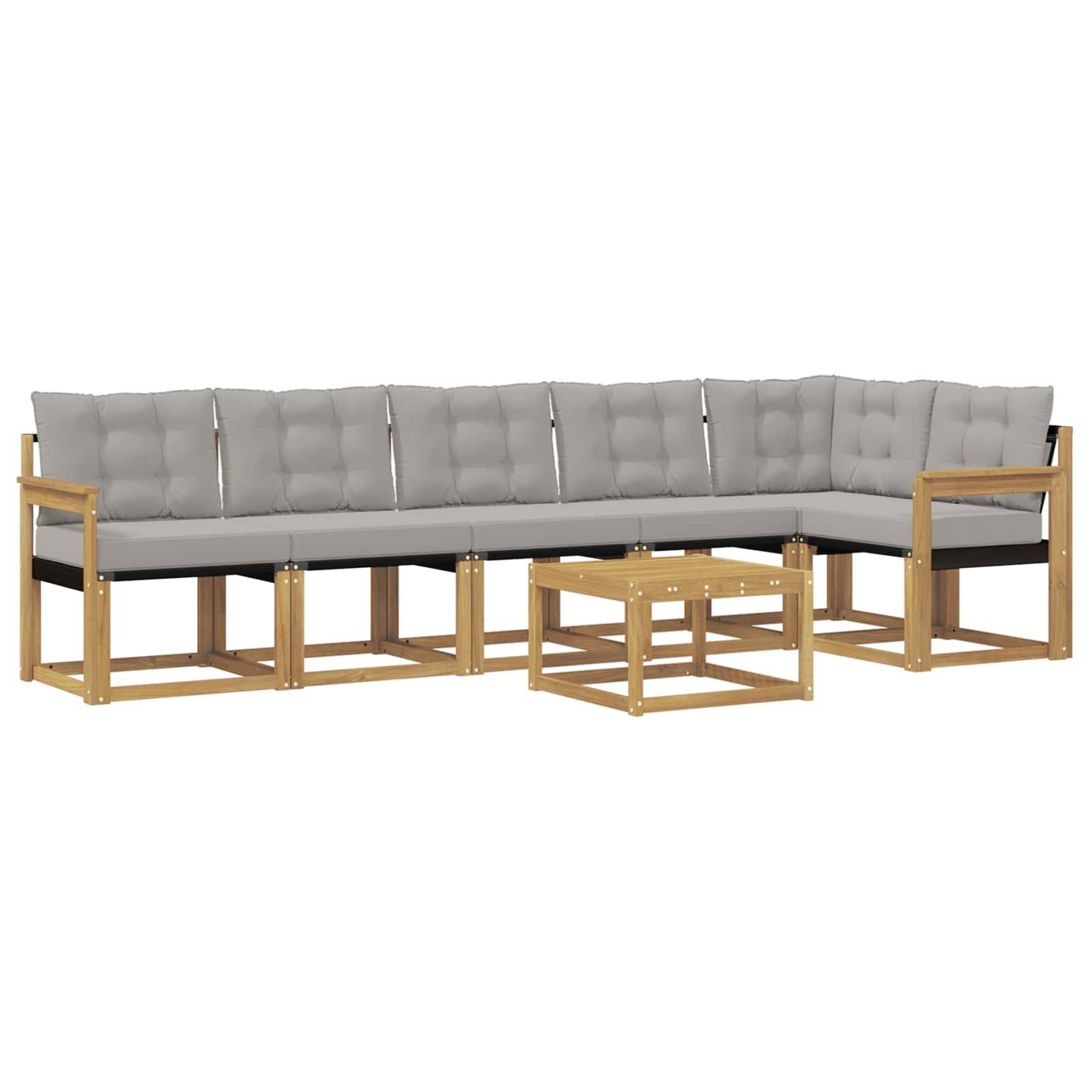 vidaXL Outdoor-Sofagarnitur mit Kissen 7 pcs Weiß und Hellgrau