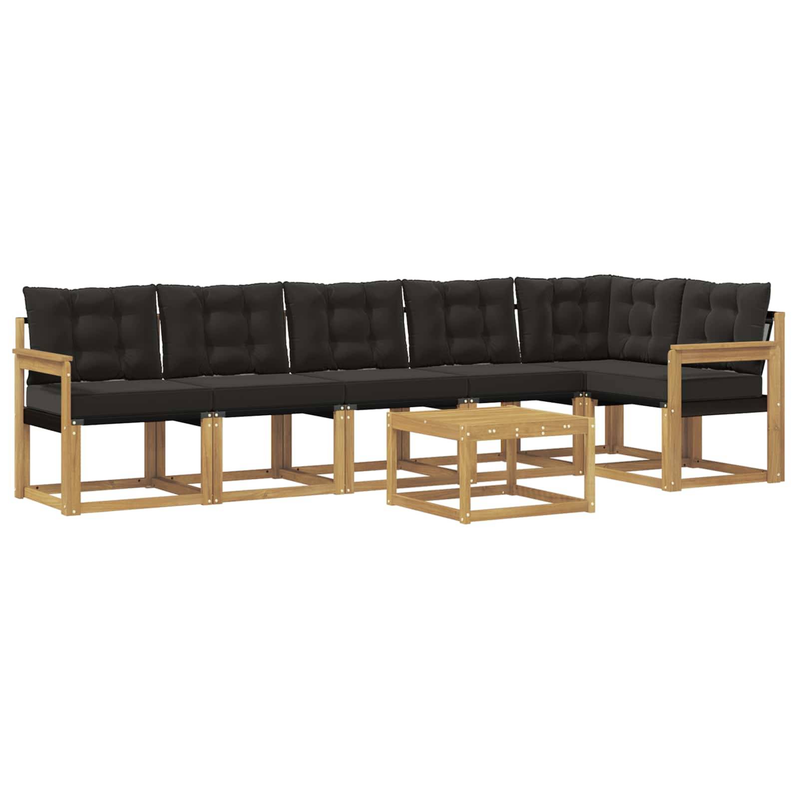 vidaXL Outdoor-Sofagarnitur mit Kissen 7 pcs Weiß und Schwarz