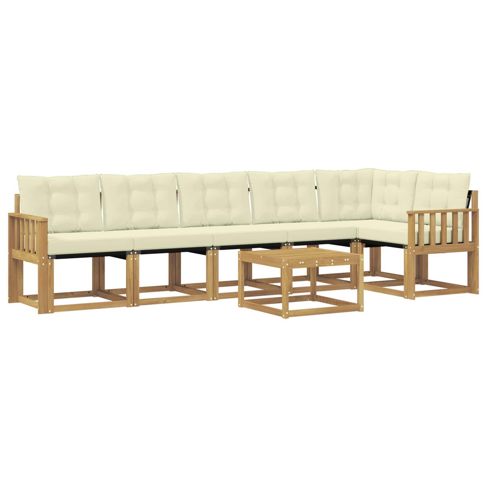 vidaXL Outdoor-Sofagarnitur mit Kissen 7 pcs Weiß und Creme