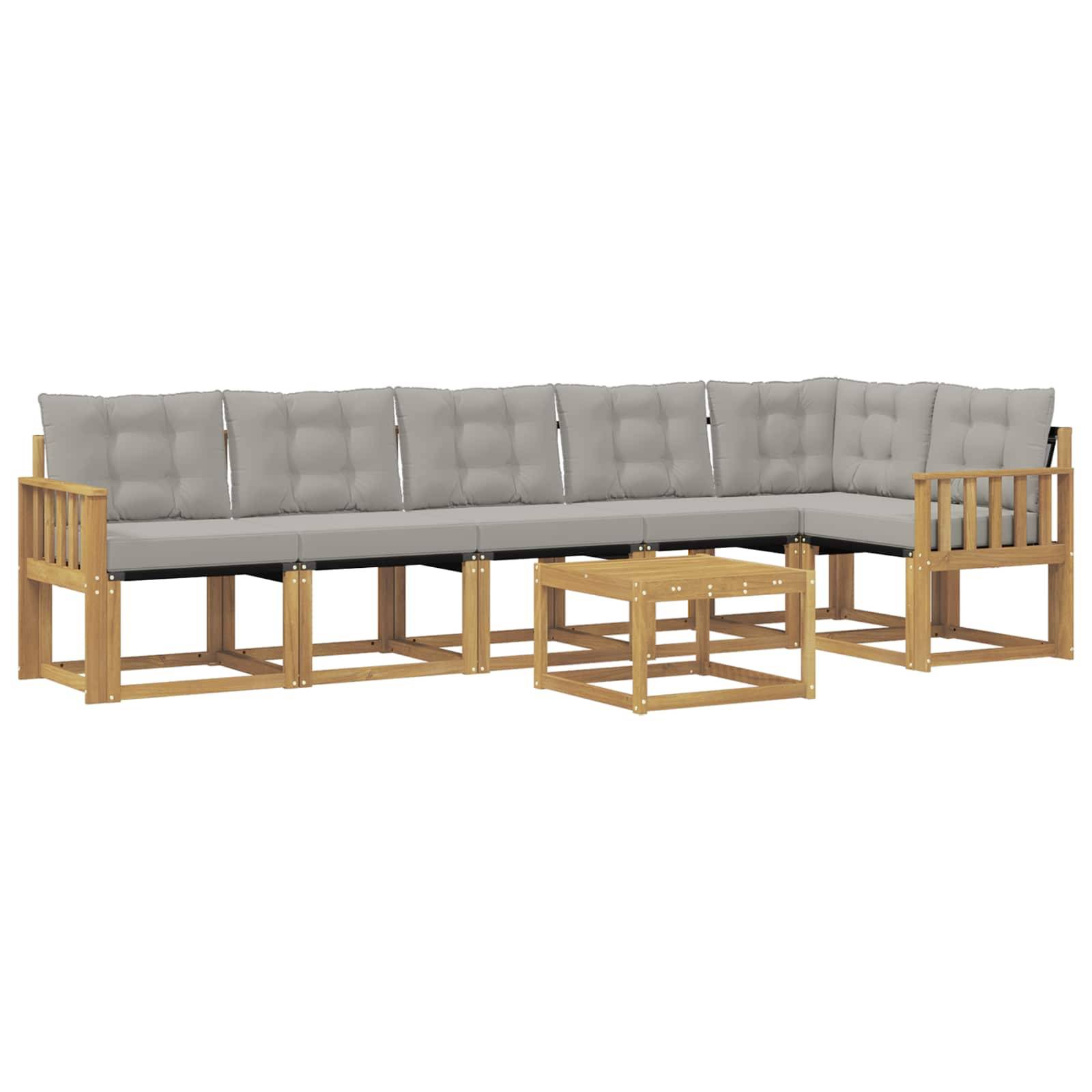 vidaXL Outdoor-Sofagarnitur mit Kissen 7 pcs Weiß und Hellgrau