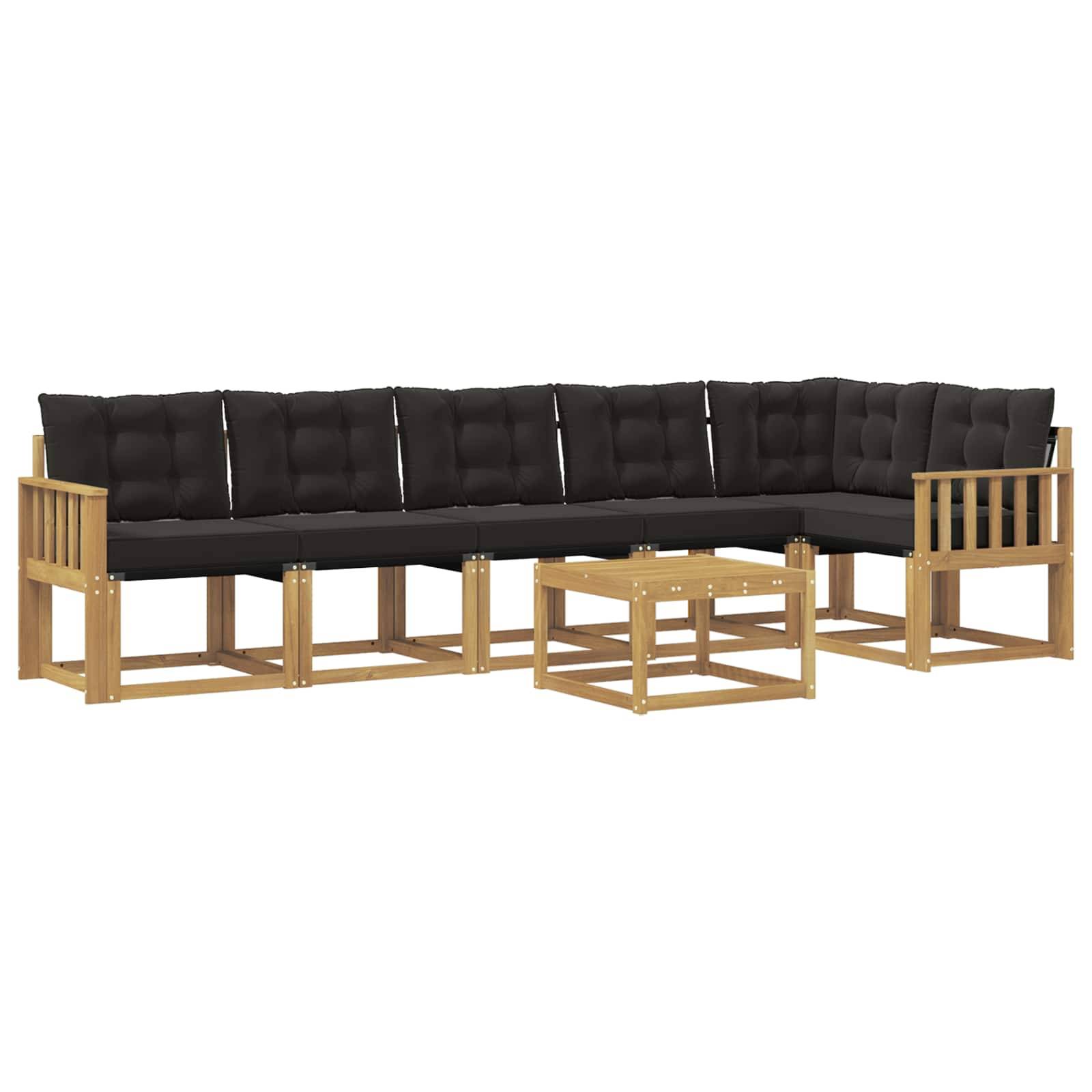 vidaXL Outdoor-Sofagarnitur mit Kissen 7 pcs Weiß und Schwarz