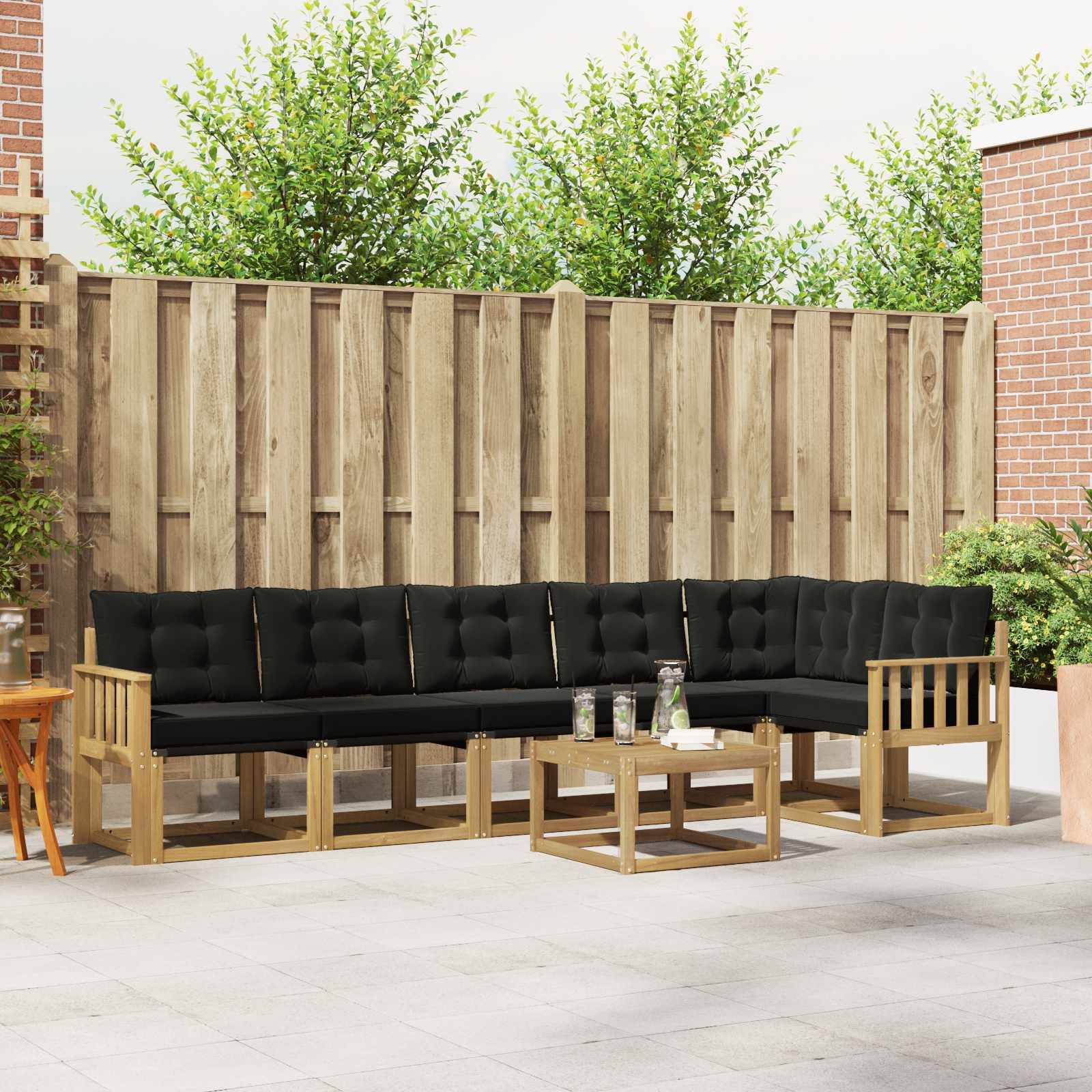 vidaXL Outdoor-Sofagarnitur mit Kissen 7 pcs Weiß und Schwarz