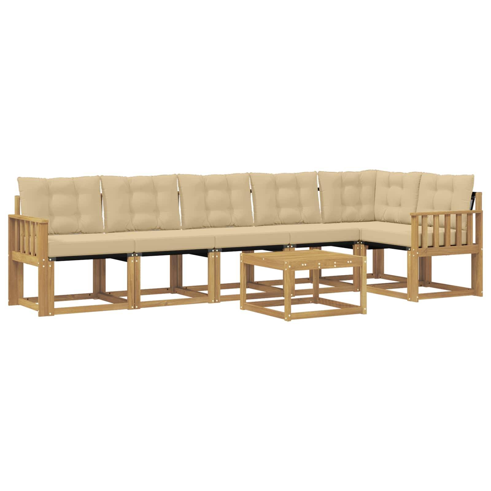 vidaXL Outdoor-Sofagarnitur mit Kissen 7 pcs Weiß und Beige