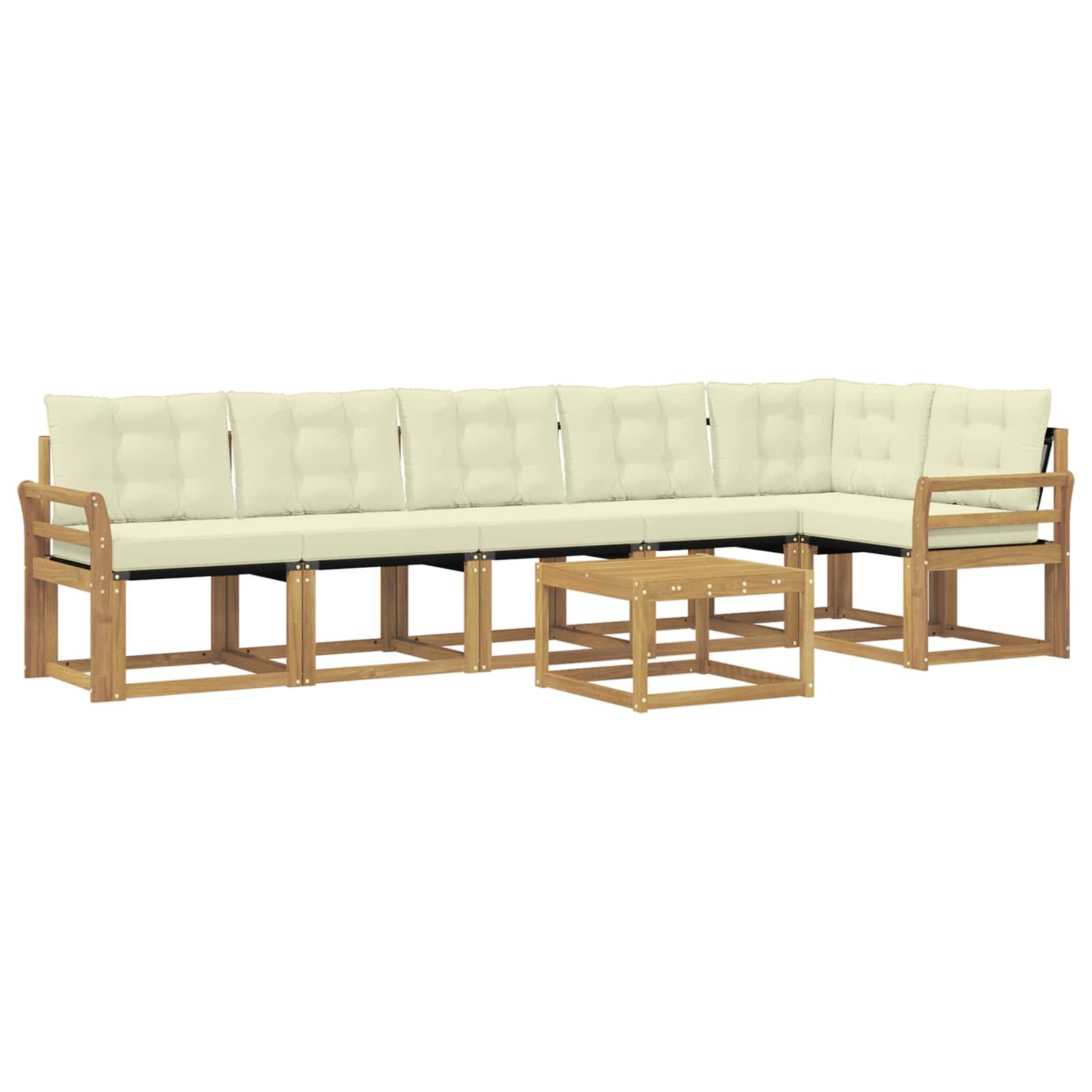 vidaXL Outdoor-Sofagarnitur mit Kissen 7 pcs Weiß und Creme