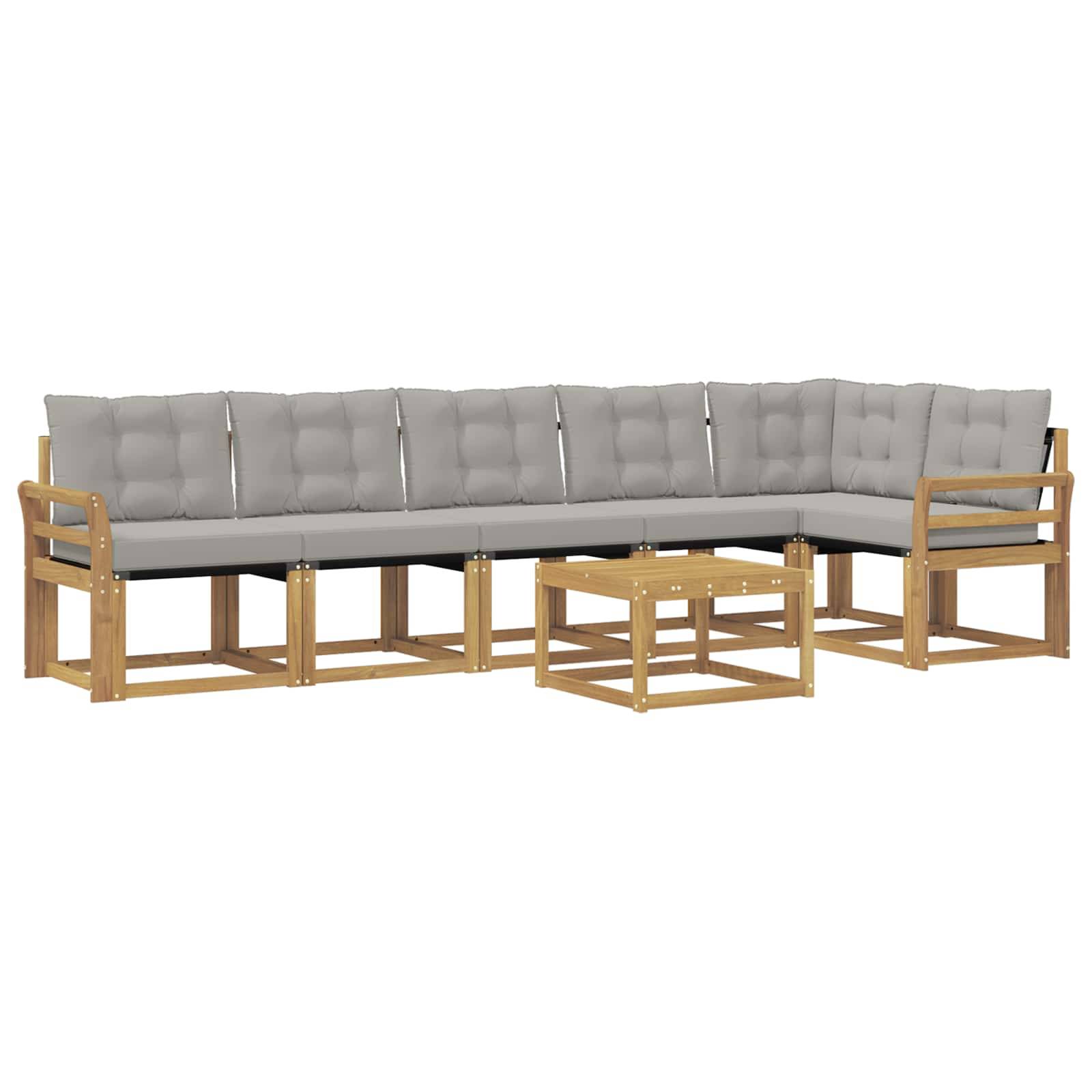vidaXL Outdoor-Sofagarnitur mit Kissen 7 pcs Weiß und Hellgrau