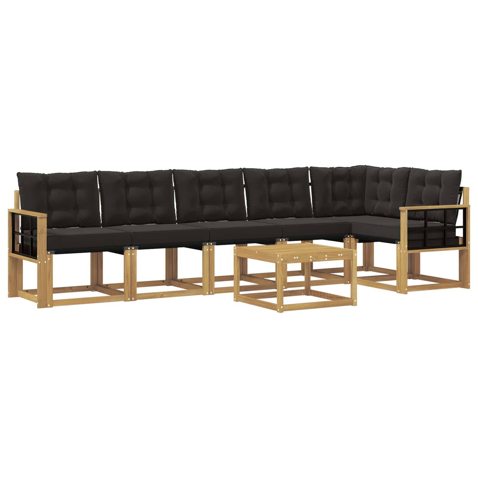 vidaXL Outdoor-Sofagarnitur mit Kissen 7 pcs Weiß und Schwarz