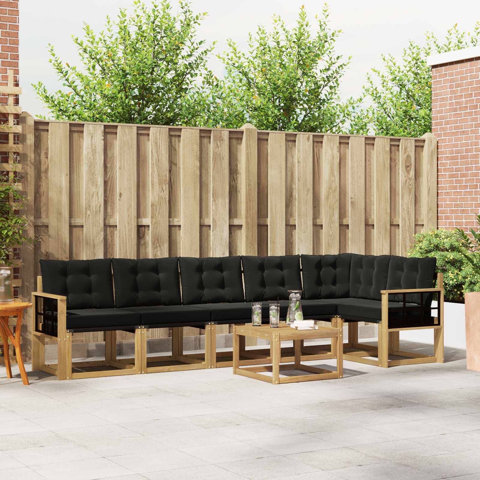 vidaXL Outdoor-Sofagarnitur mit Kissen 7 pcs Weiß und Schwarz