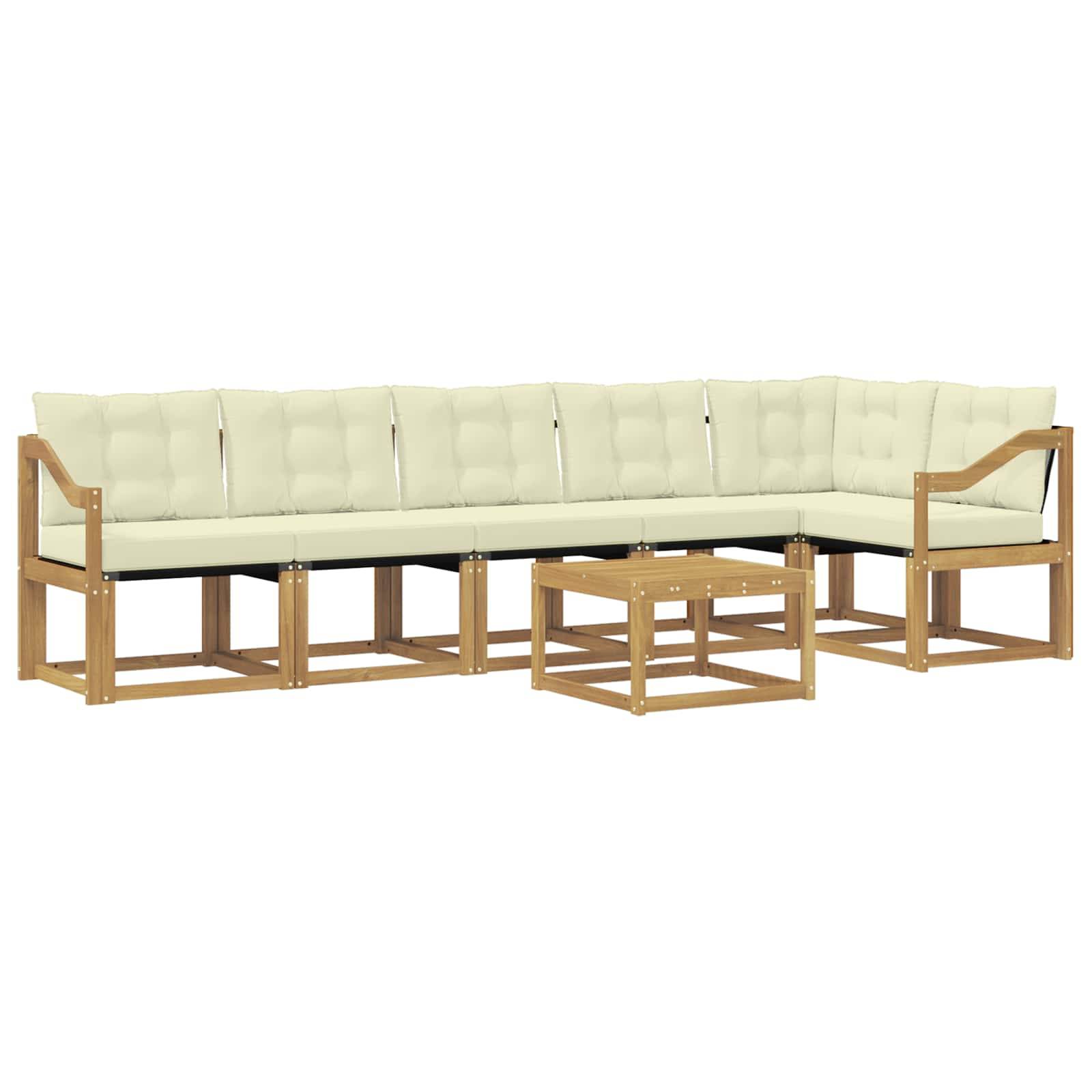 vidaXL Outdoor-Sofagarnitur mit Kissen 7 pcs Weiß und Creme