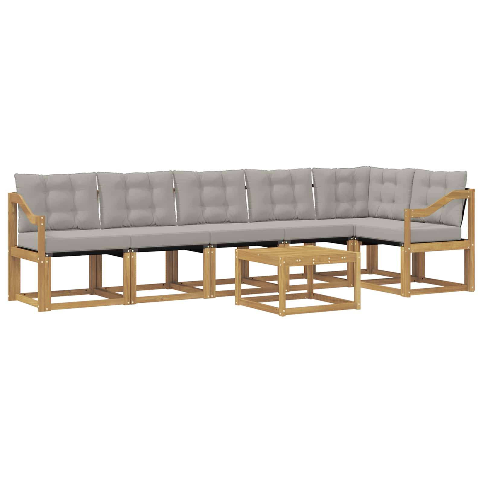 vidaXL Outdoor-Sofagarnitur mit Kissen 7 pcs Weiß und Hellgrau