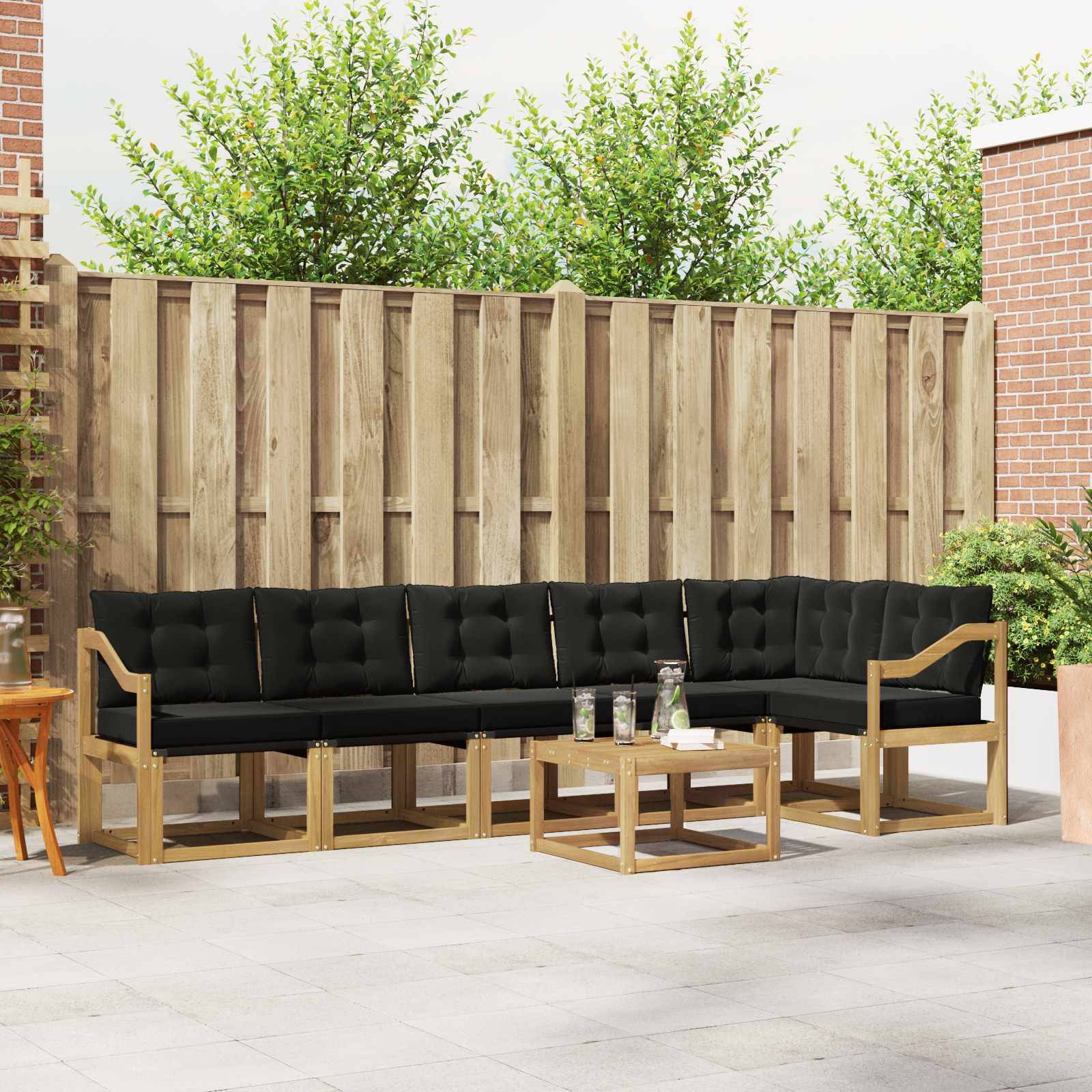 vidaXL Outdoor-Sofagarnitur mit Kissen 7 pcs Weiß und Schwarz