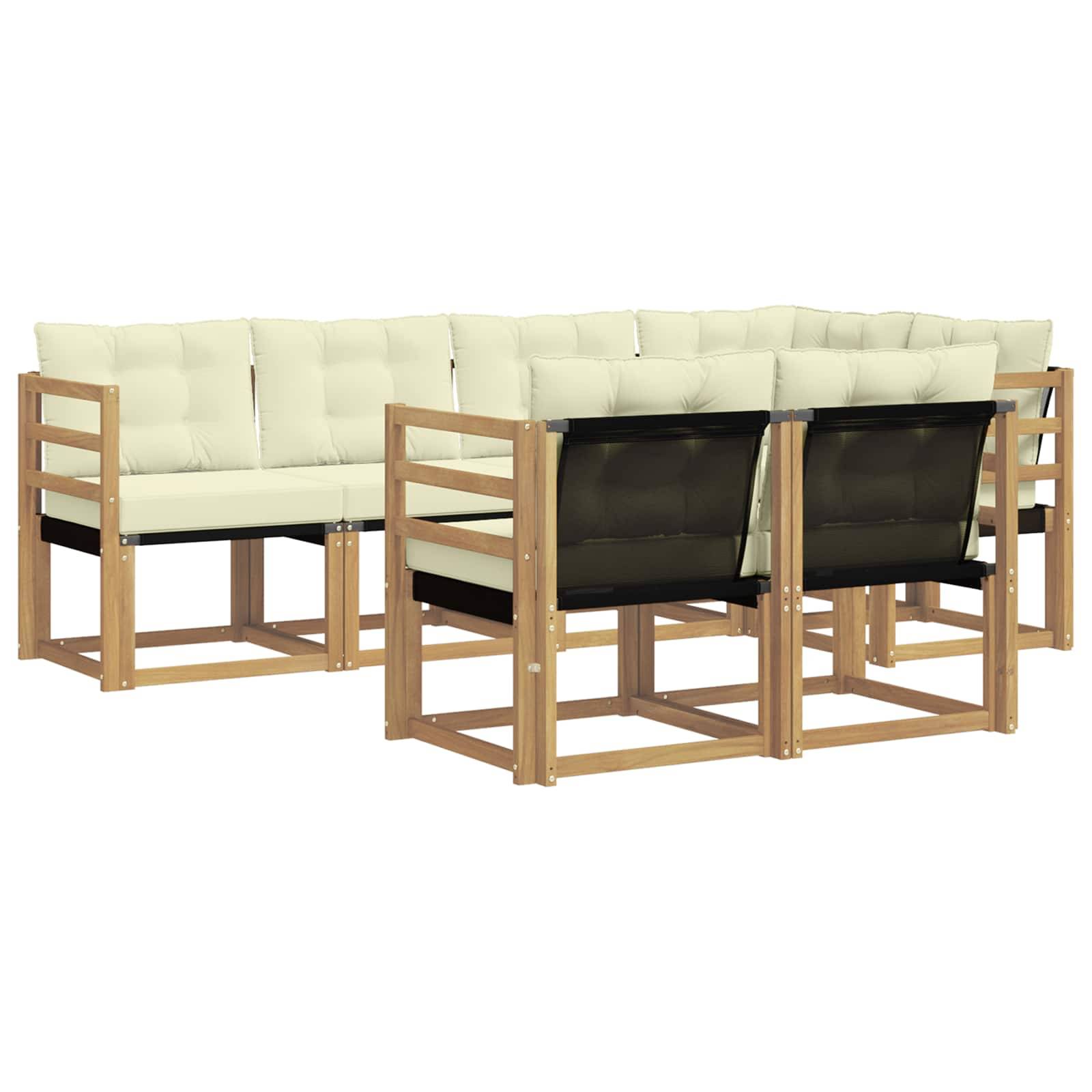 vidaXL Outdoor-Sofagarnitur mit Kissen 7 pcs Weiß und Creme