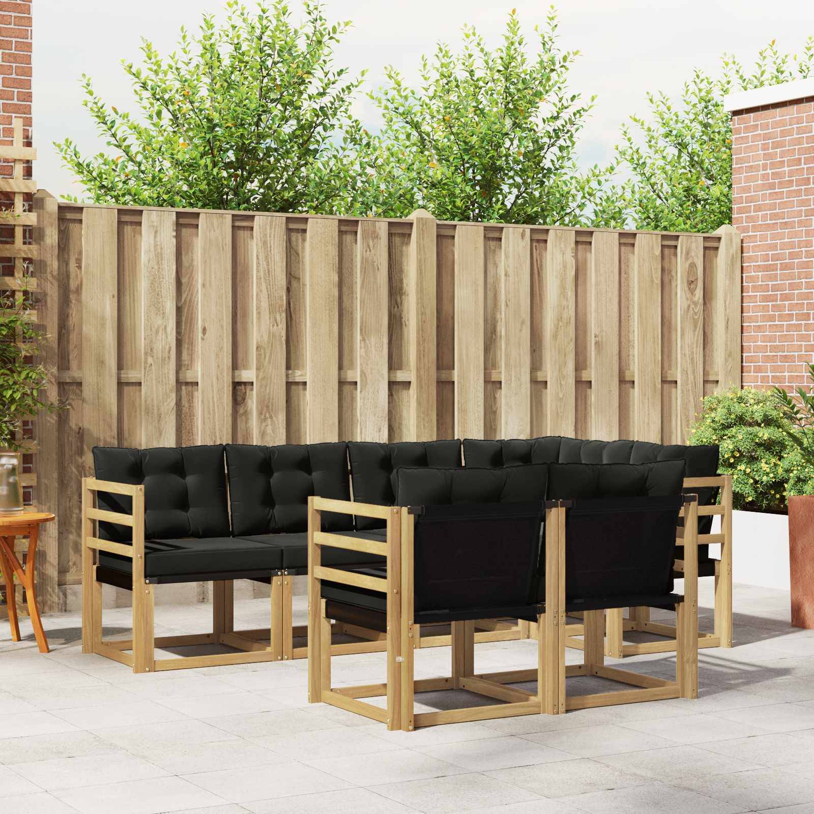 vidaXL Outdoor-Sofagarnitur mit Kissen 7 pcs Weiß und Schwarz
