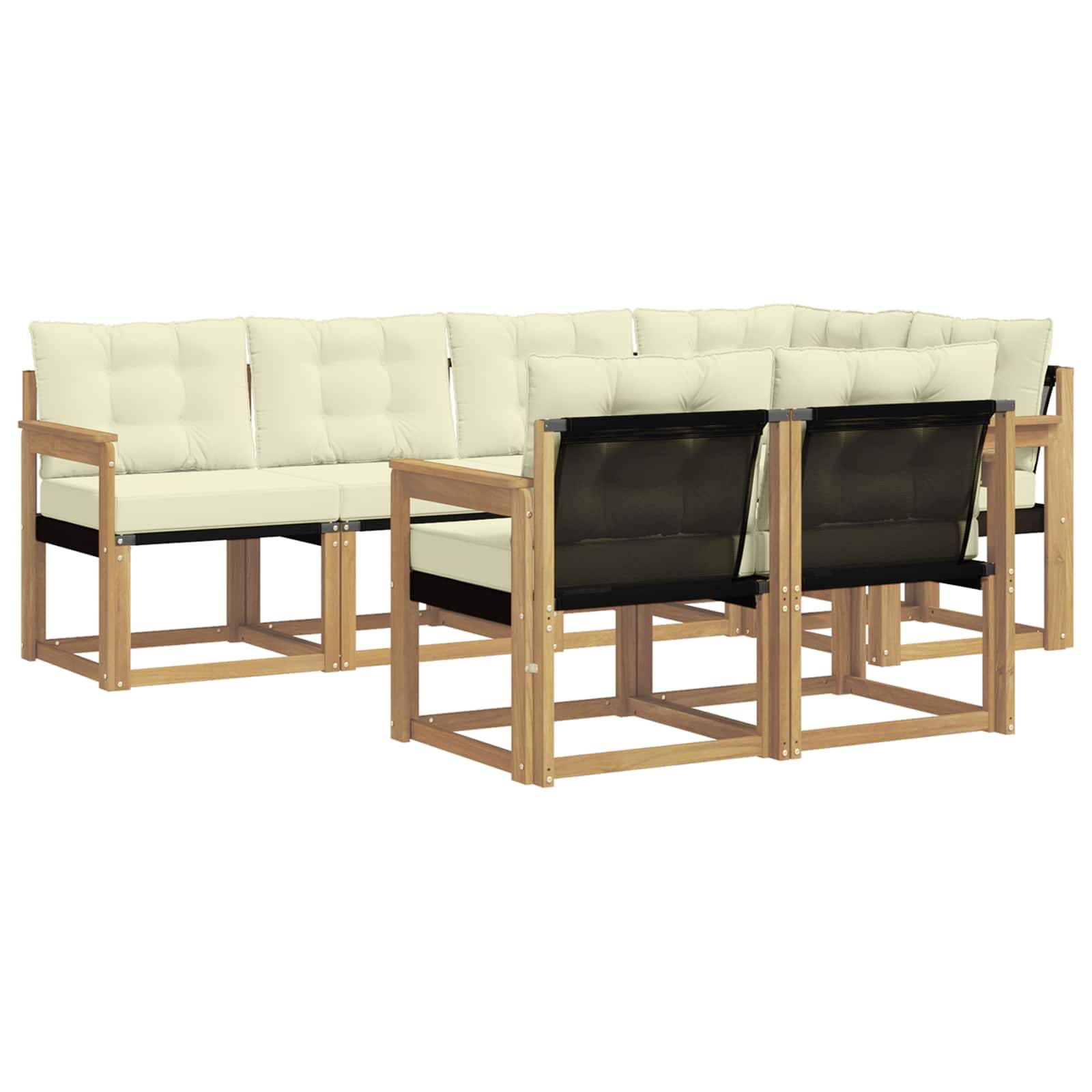 vidaXL Outdoor-Sofagarnitur mit Kissen 7 pcs Weiß und Creme