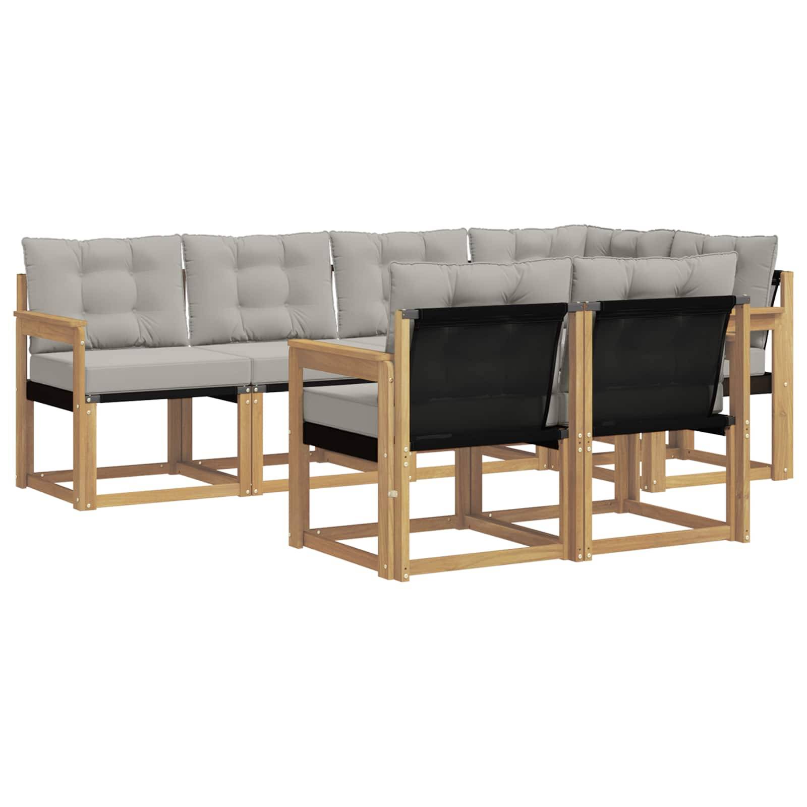 vidaXL Outdoor-Sofagarnitur mit Kissen 7 pcs Weiß und Hellgrau