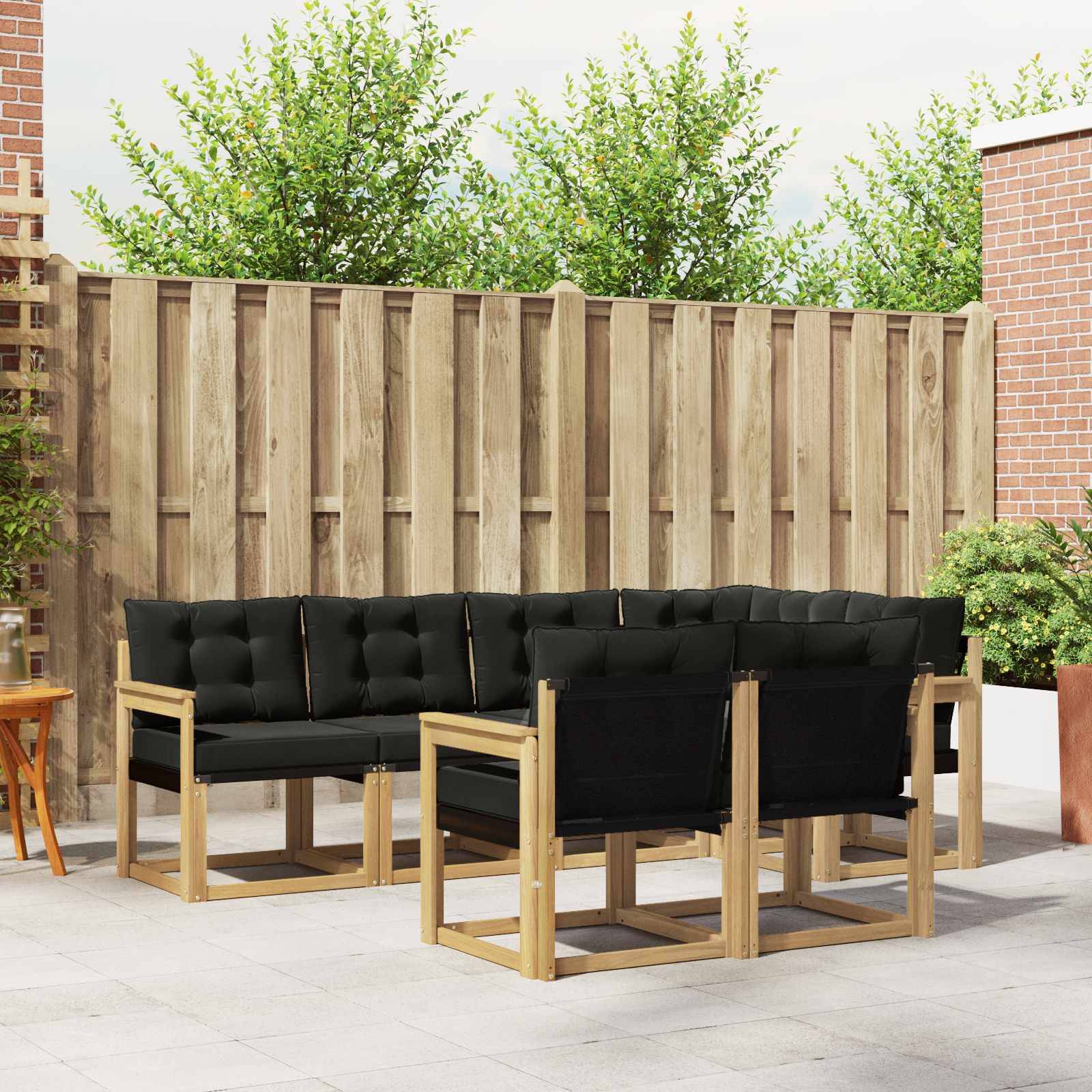 vidaXL Outdoor-Sofagarnitur mit Kissen 7 pcs Weiß und Schwarz