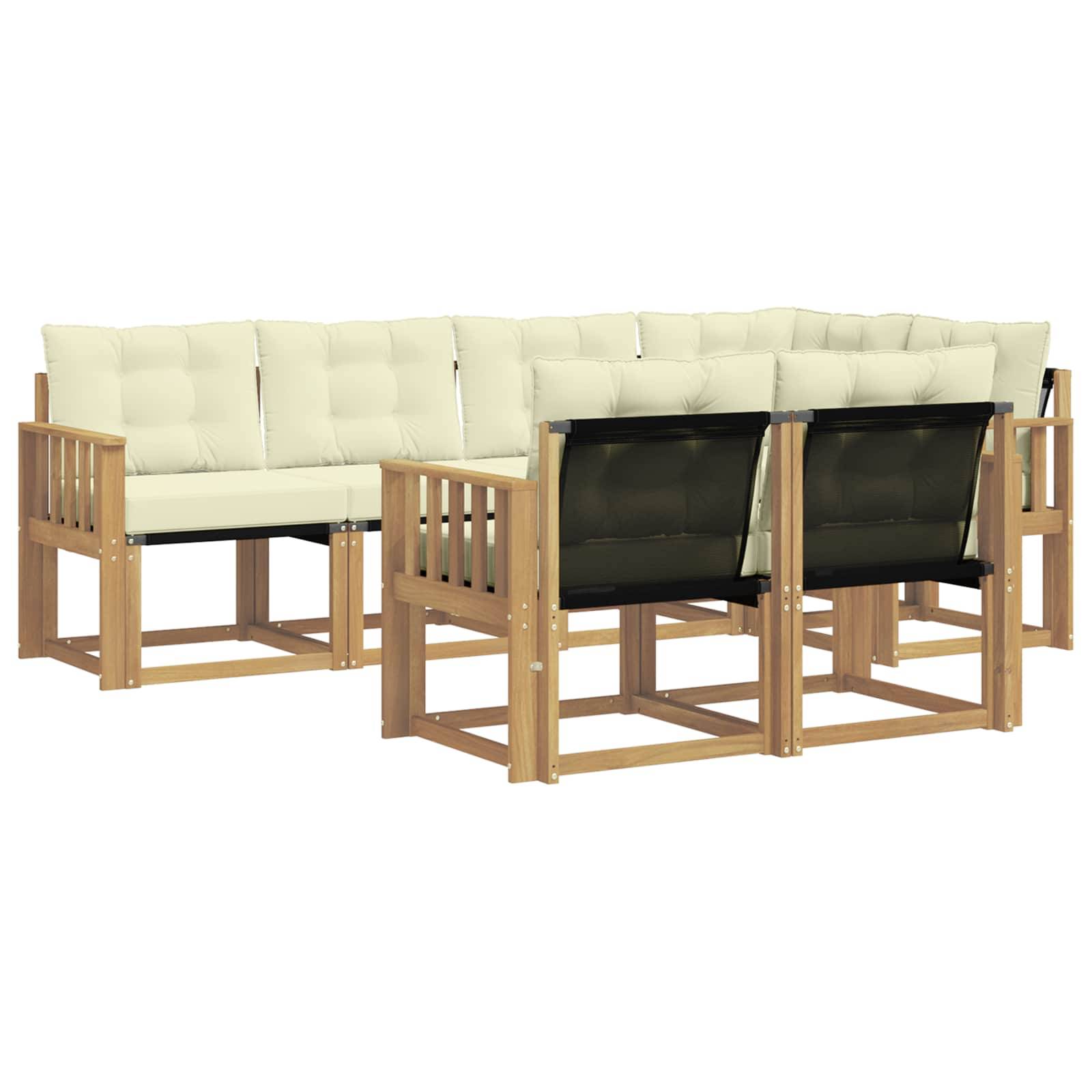 vidaXL Outdoor-Sofagarnitur mit Kissen 7 pcs Weiß und Creme
