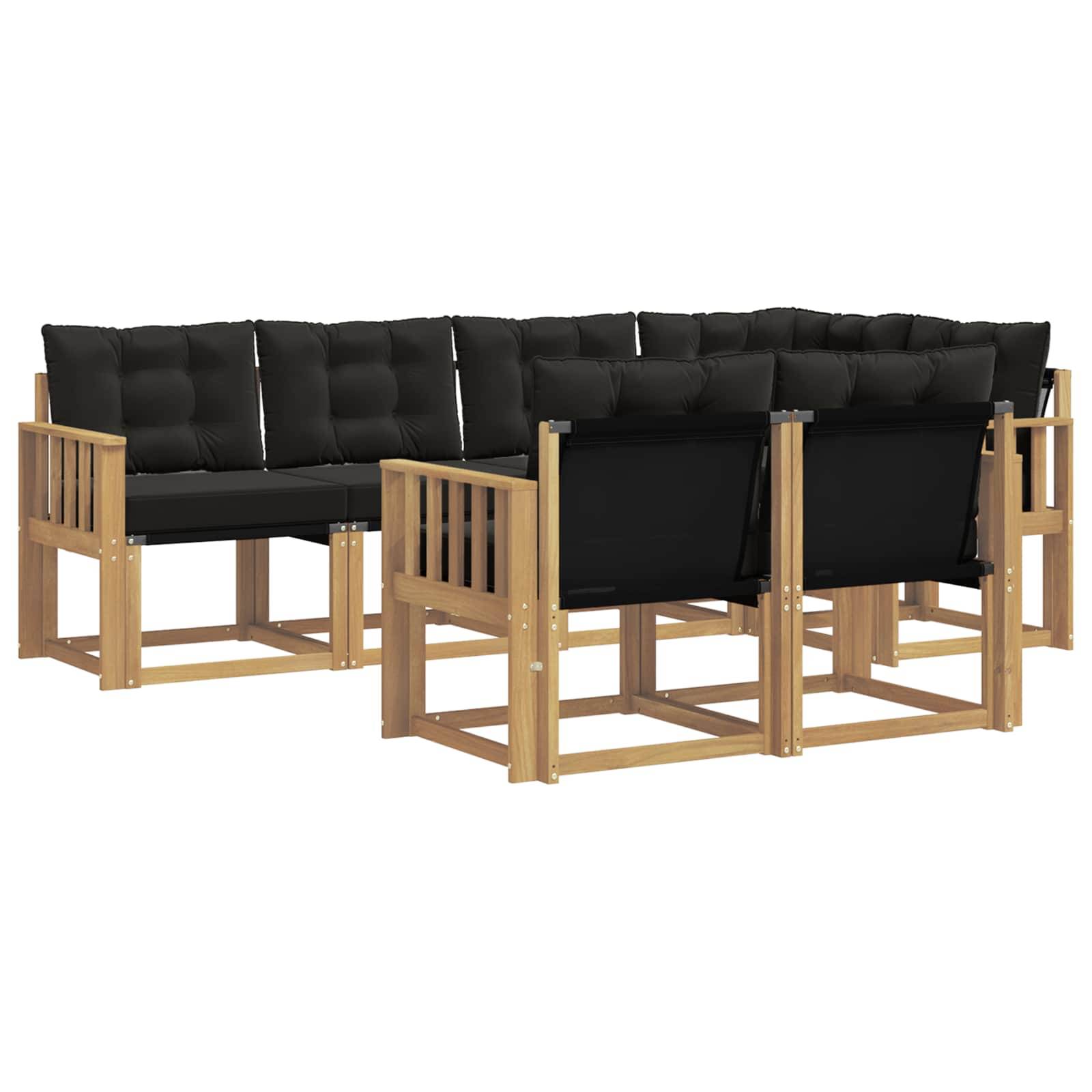 vidaXL Outdoor-Sofagarnitur mit Kissen 7 pcs Weiß und Schwarz