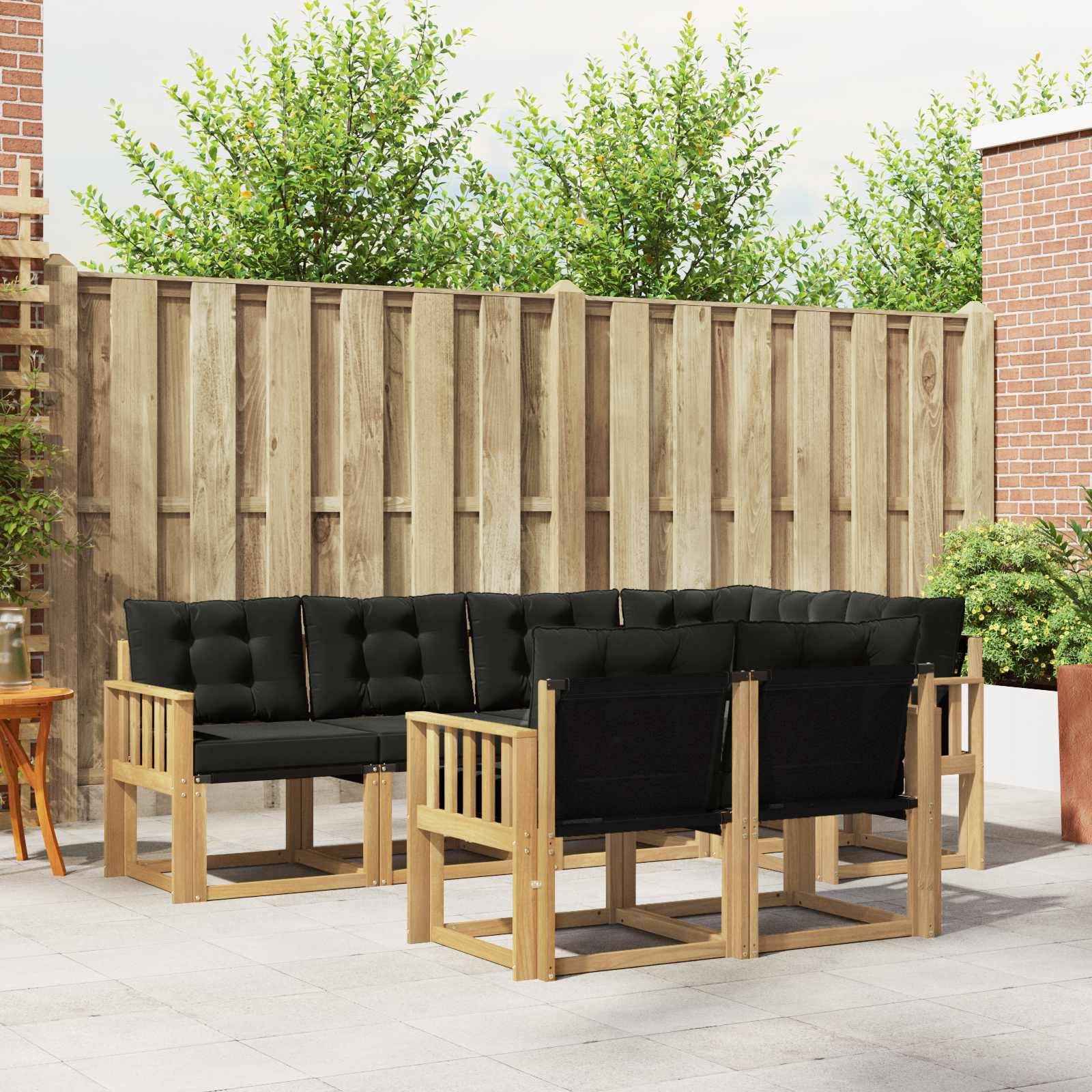vidaXL Outdoor-Sofagarnitur mit Kissen 7 pcs Weiß und Schwarz