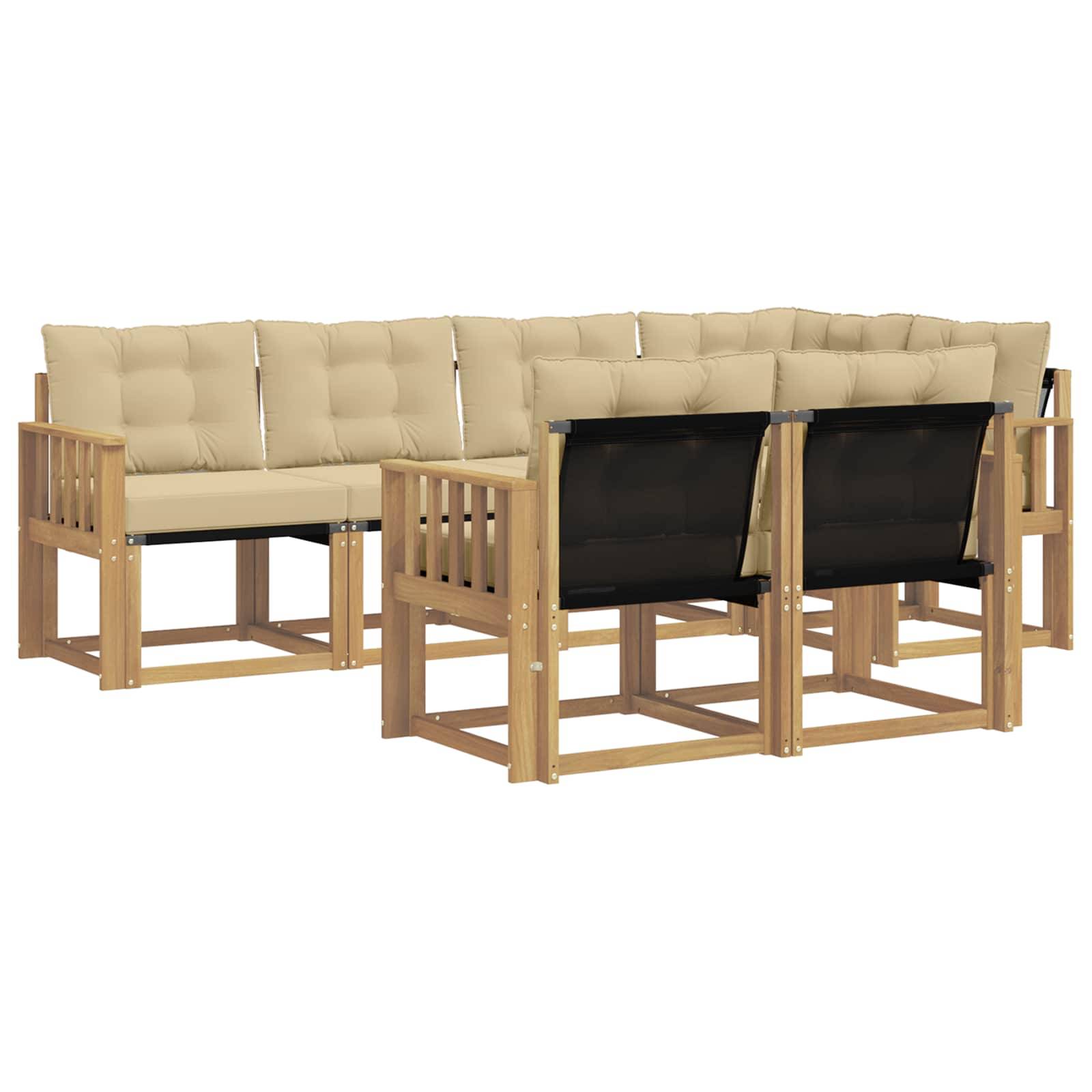 vidaXL Outdoor-Sofagarnitur mit Kissen 7 pcs Weiß und Beige