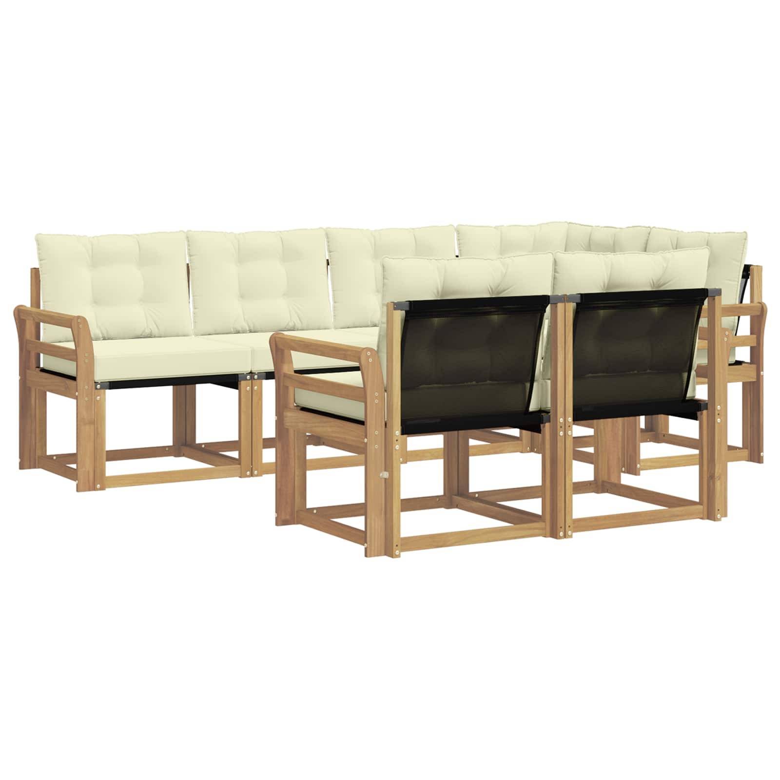 vidaXL Outdoor-Sofagarnitur mit Kissen 7 pcs Weiß und Creme