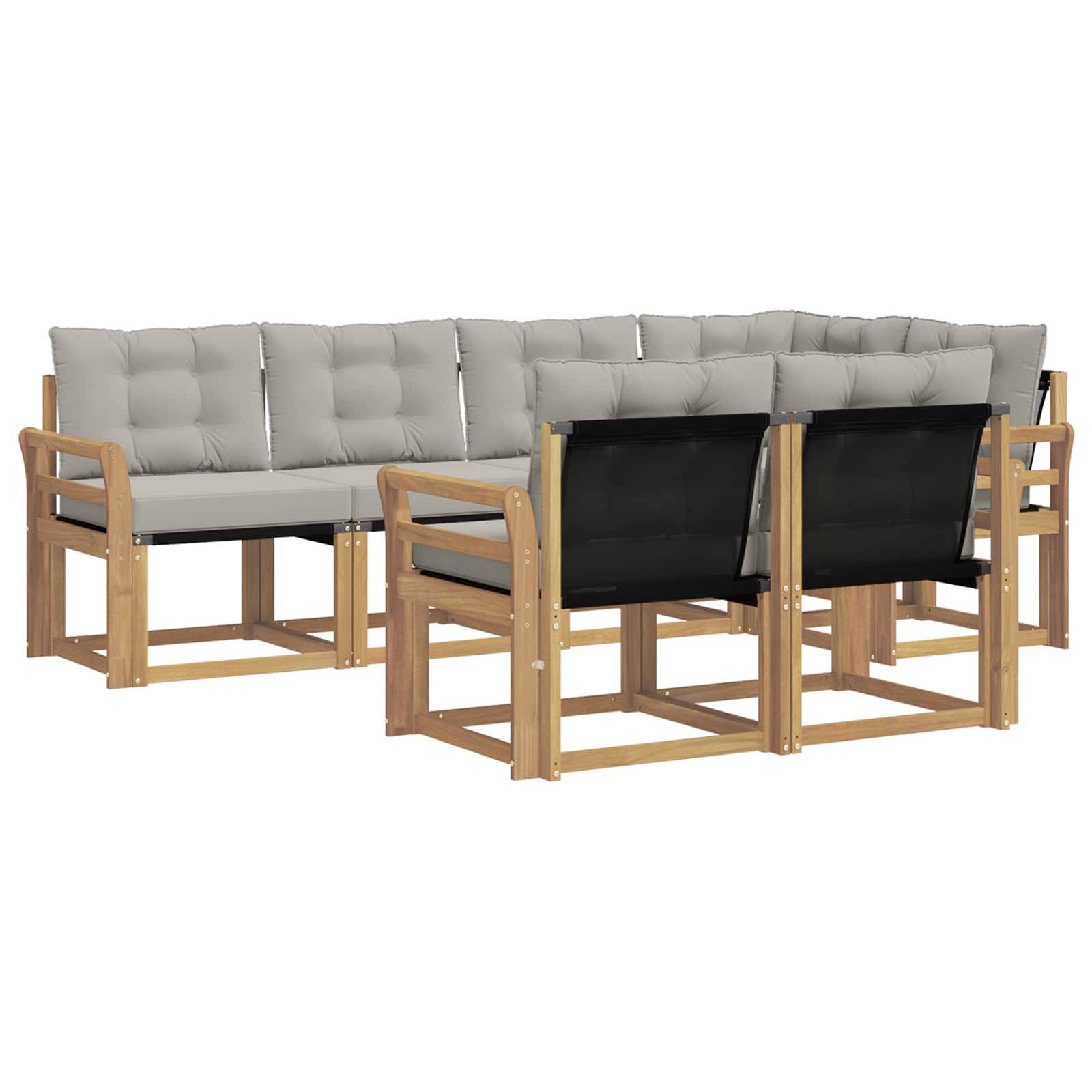 vidaXL Outdoor-Sofagarnitur mit Kissen 7 pcs Weiß und Hellgrau