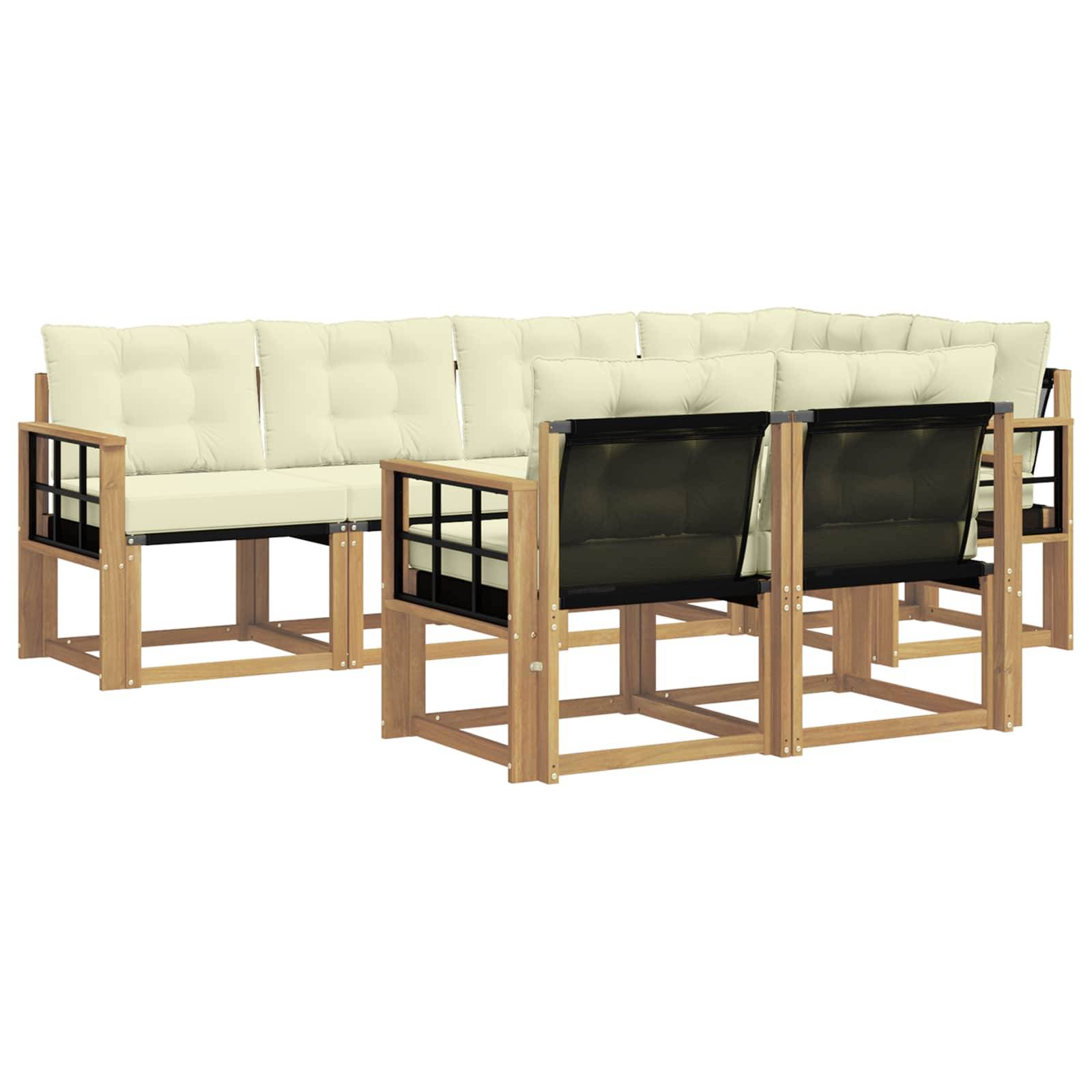 vidaXL Outdoor-Sofagarnitur mit Kissen 7 pcs Weiß und Creme