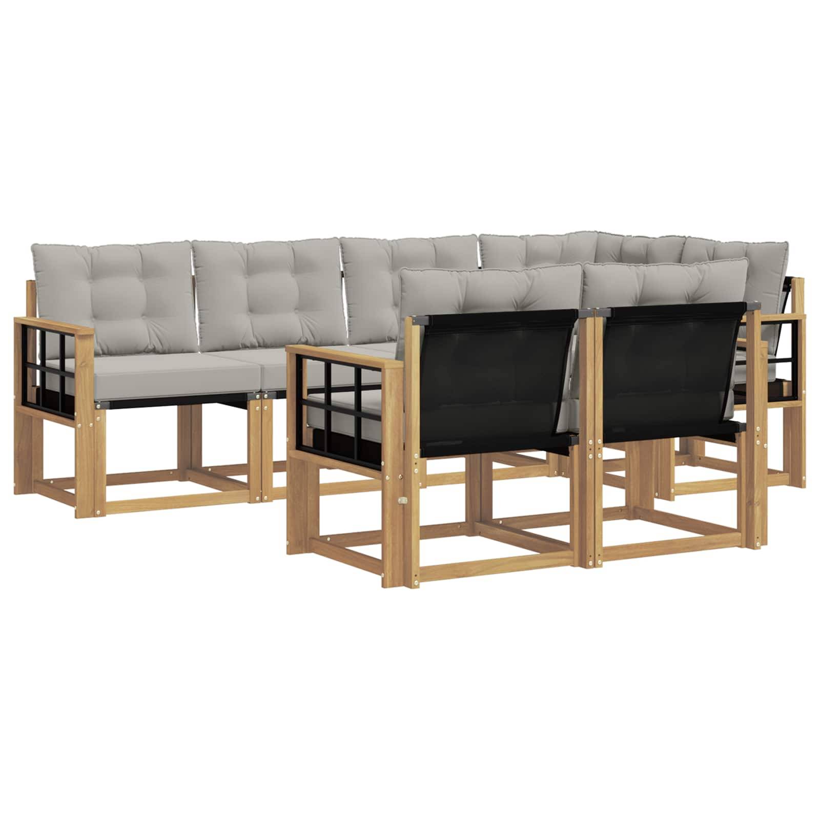 vidaXL Outdoor-Sofagarnitur mit Kissen 7 pcs Weiß und Hellgrau