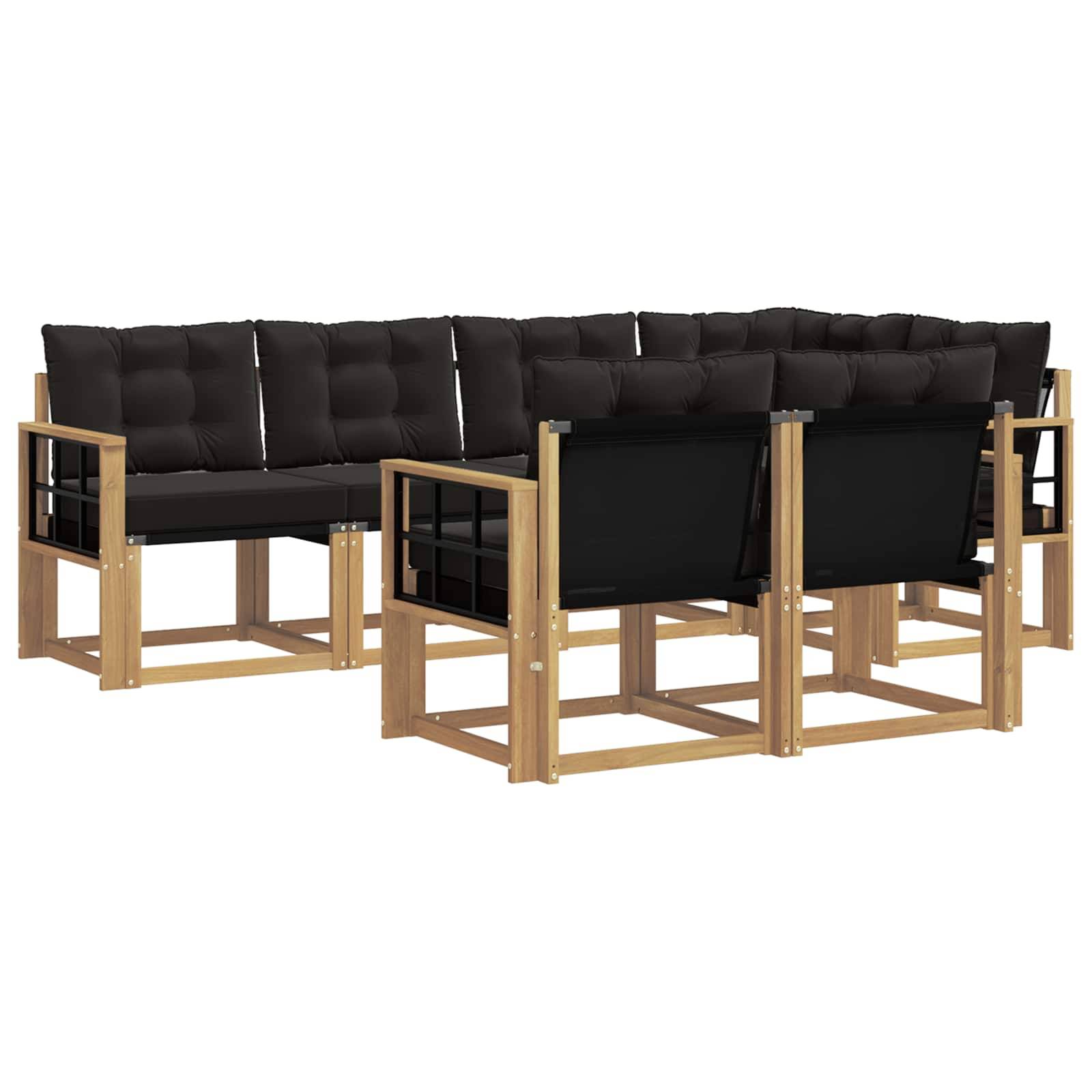 vidaXL Outdoor-Sofagarnitur mit Kissen 7 pcs Weiß und Schwarz
