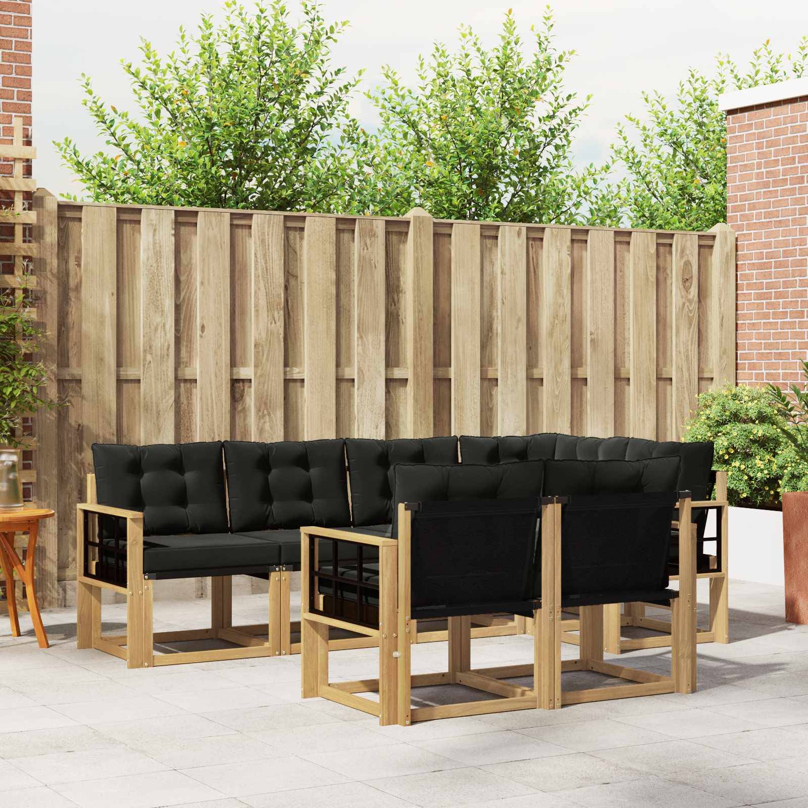 vidaXL Outdoor-Sofagarnitur mit Kissen 7 pcs Weiß und Schwarz