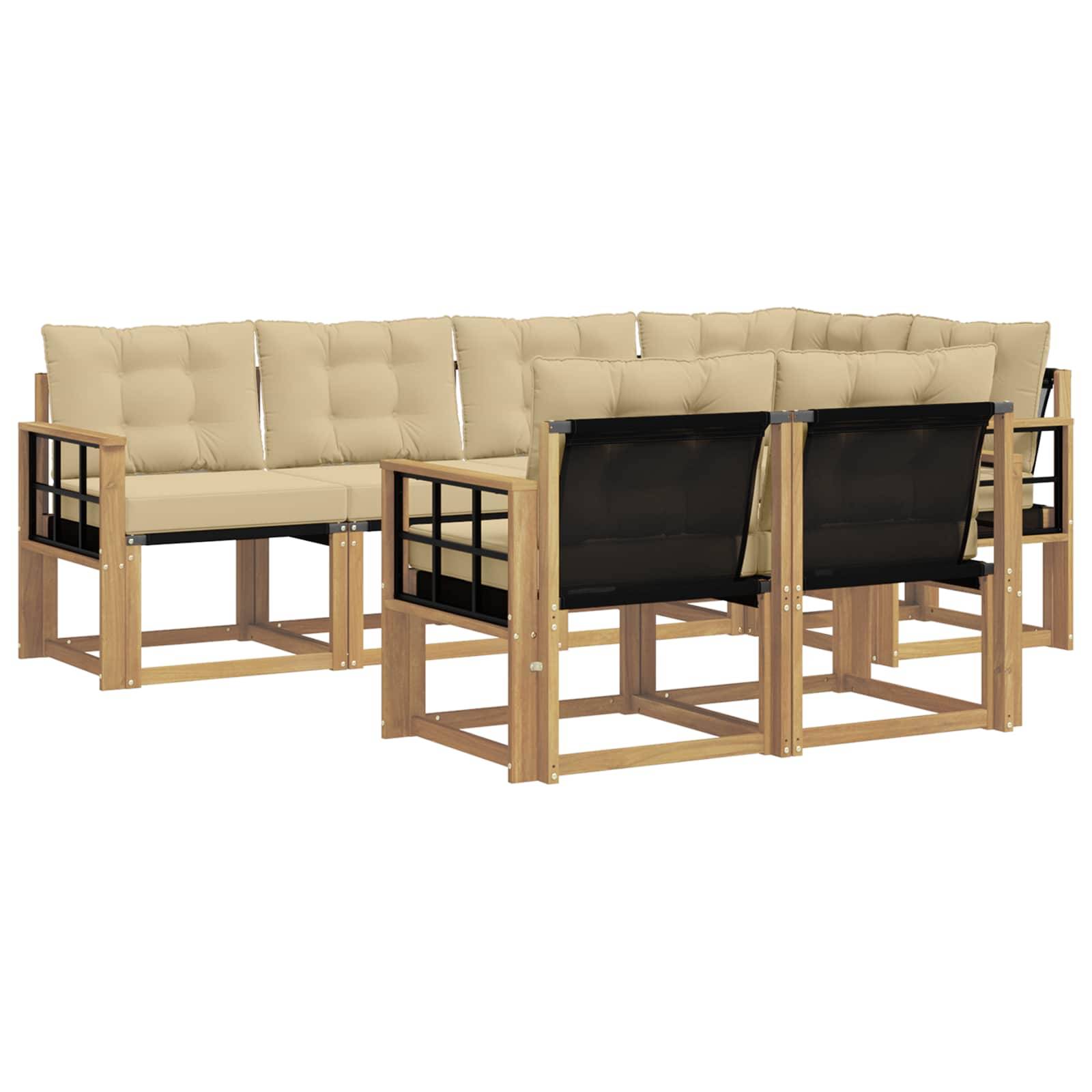 vidaXL Outdoor-Sofagarnitur mit Kissen 7 pcs Weiß und Beige