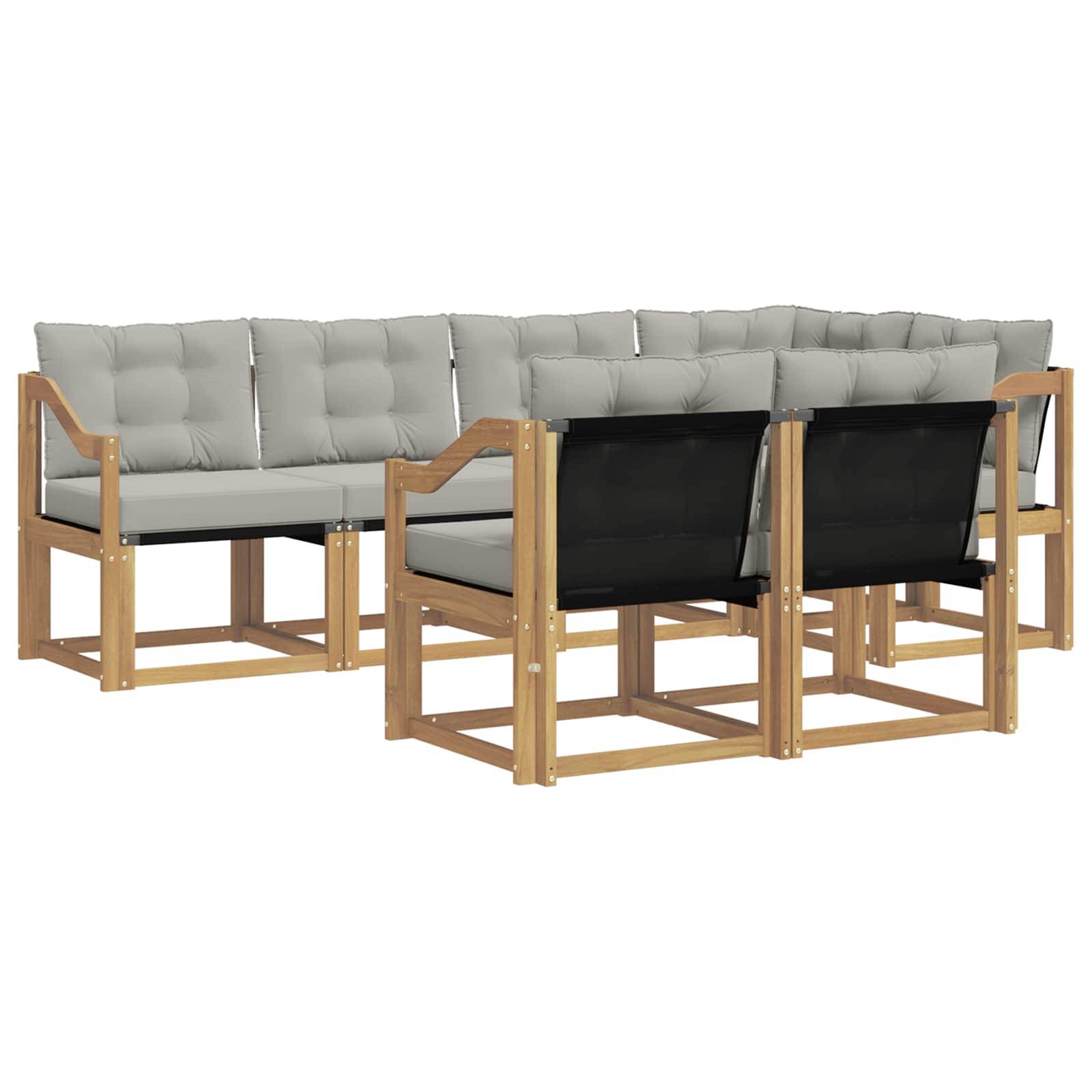 vidaXL Outdoor-Sofagarnitur mit Kissen 7 pcs Weiß und Hellgrau