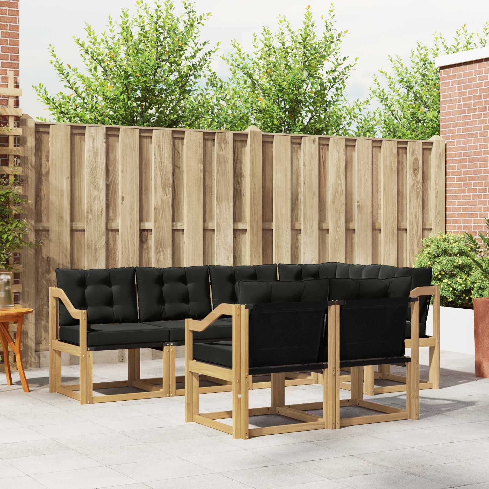 vidaXL Outdoor-Sofagarnitur mit Kissen 7 pcs Weiß und Schwarz