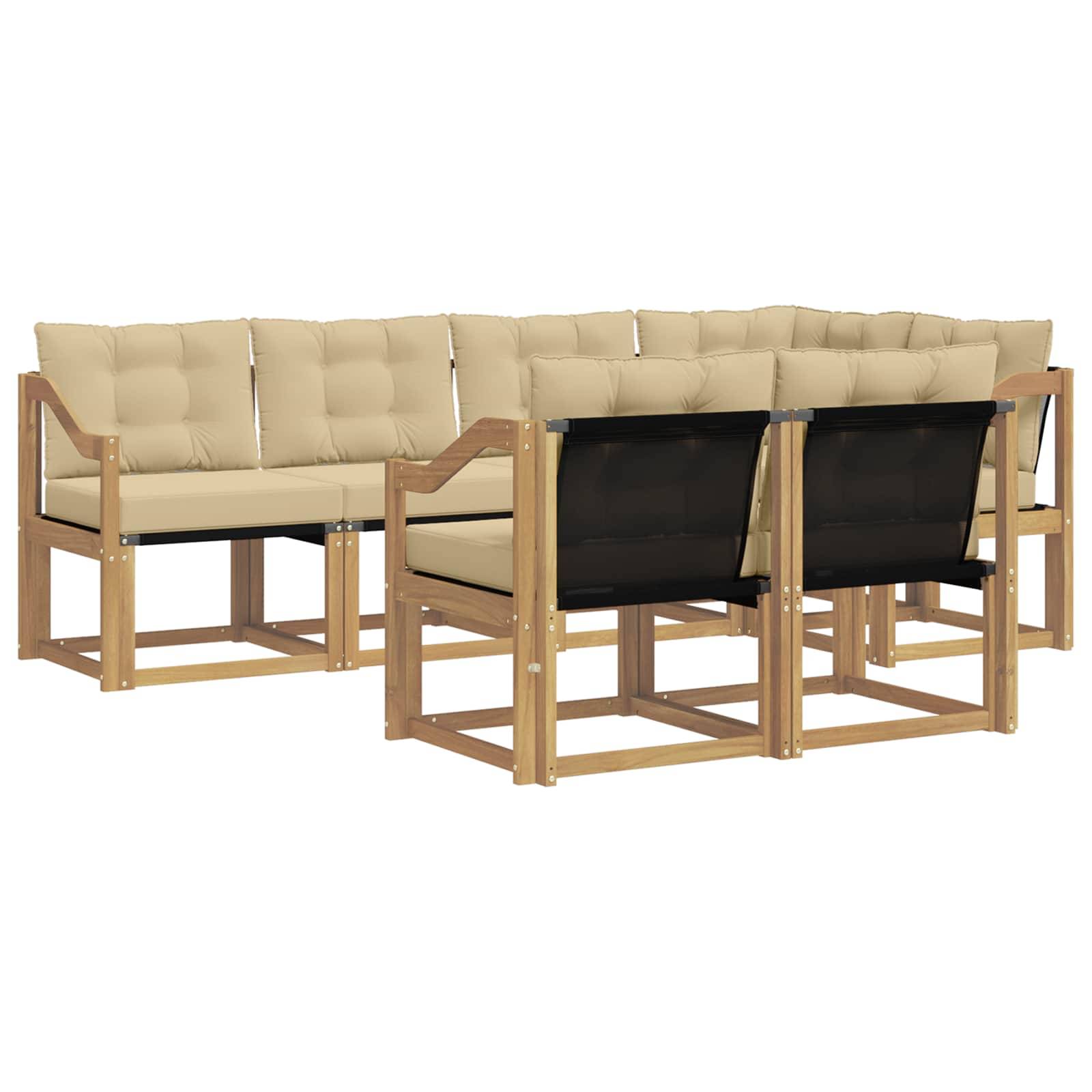 vidaXL Outdoor-Sofagarnitur mit Kissen 7 pcs Weiß und Beige