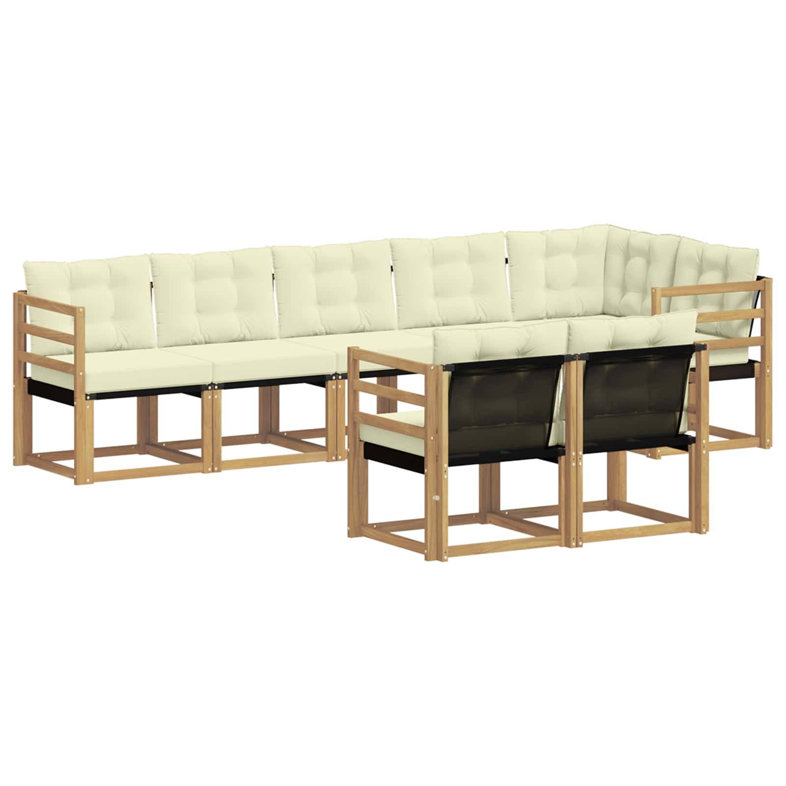 vidaXL Outdoor-Sofagarnitur mit Kissen 8 pcs Weiß und Creme